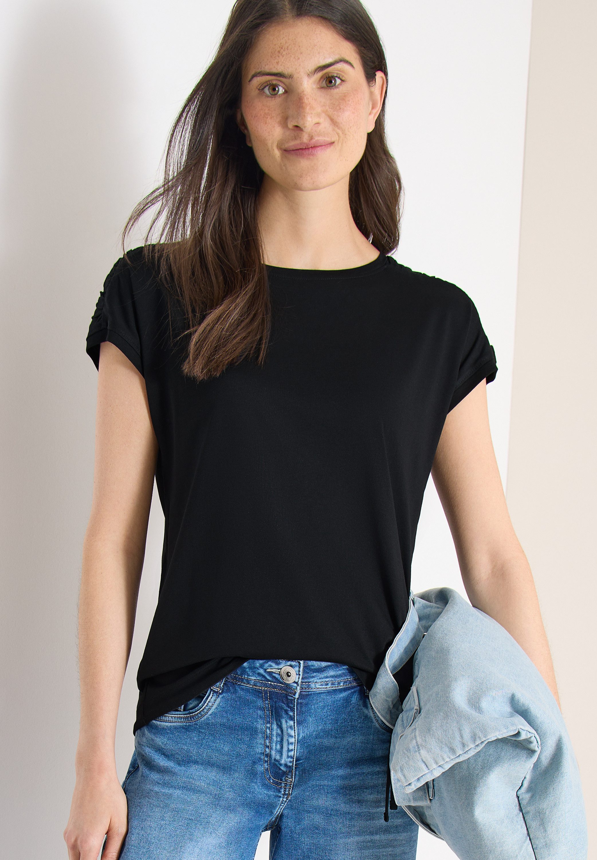 CECIL Rundhalsshirt mit Raffung