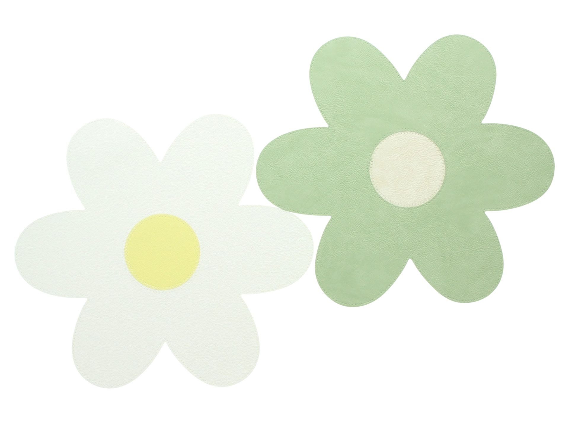 Home-trends24.de Platzset Blume Kunstleder Tischset Tischmatte Platzset grün weiß 2er-Set, Für den Innen- und Außenbereich nutzbar – Bild 4 von 4