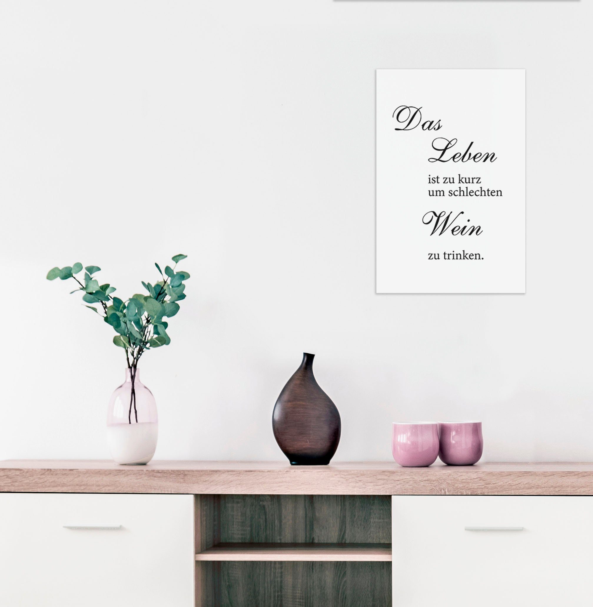 queence Wanddekoobjekt Leben und Wein, Stahlschild, günstig online kaufen