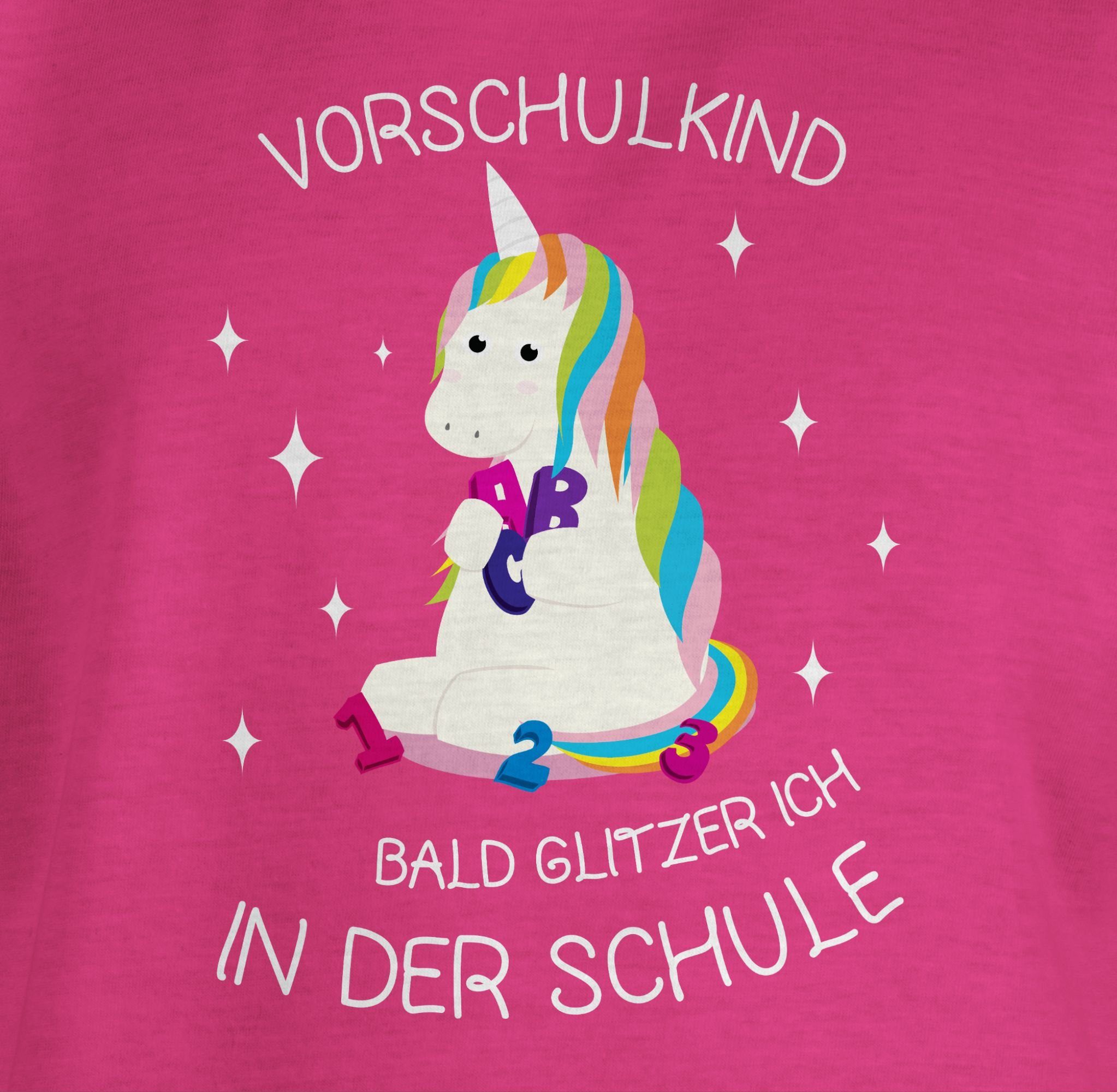 1 Mädchen Fuchsia T-Shirt Einhorn Einschulung Vorschul-Kind Shirtracer