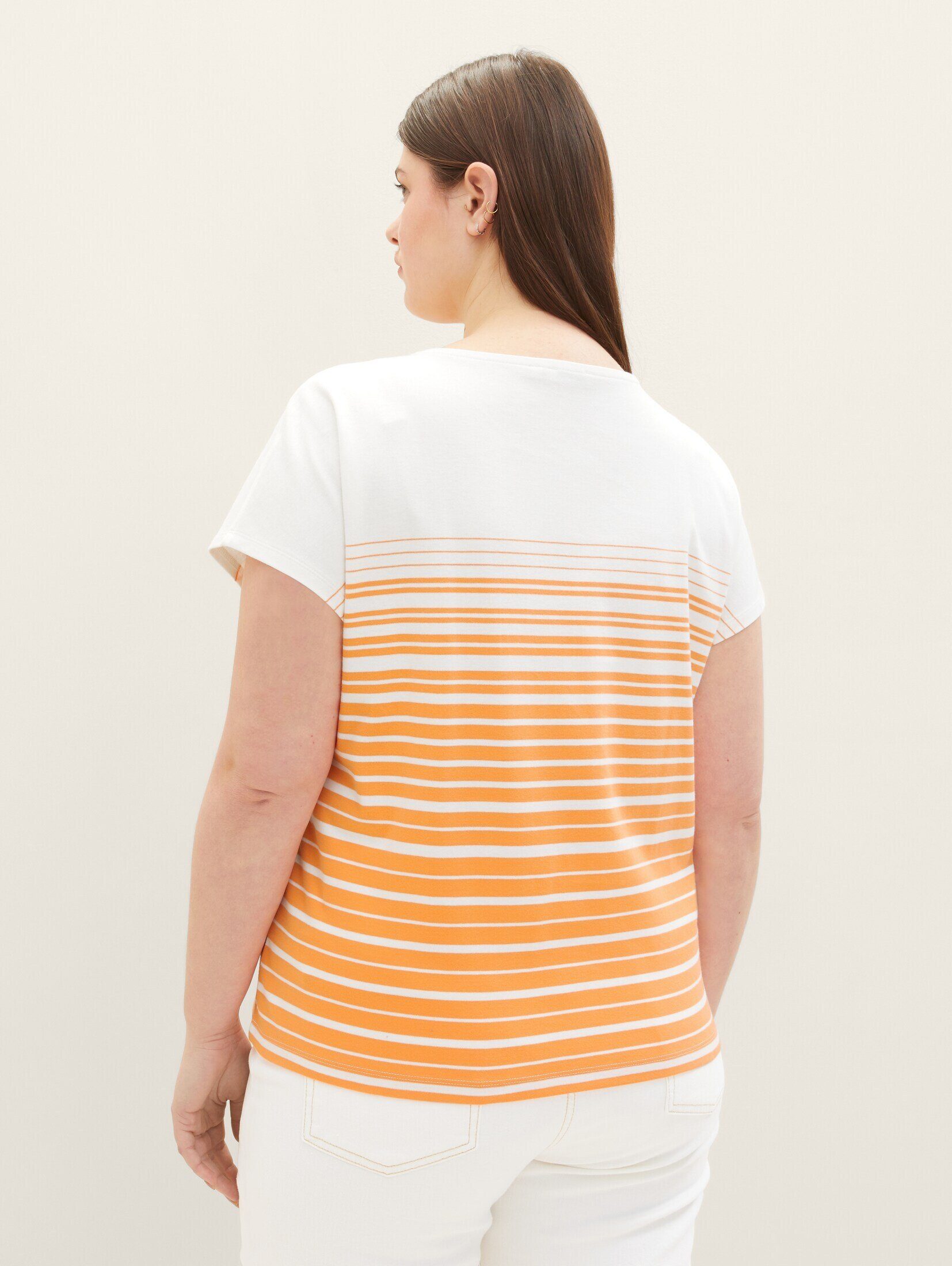 PLUS - stripe orange gradient T-Shirt T-Shirt Gestreiftes TOM TAILOR Plus