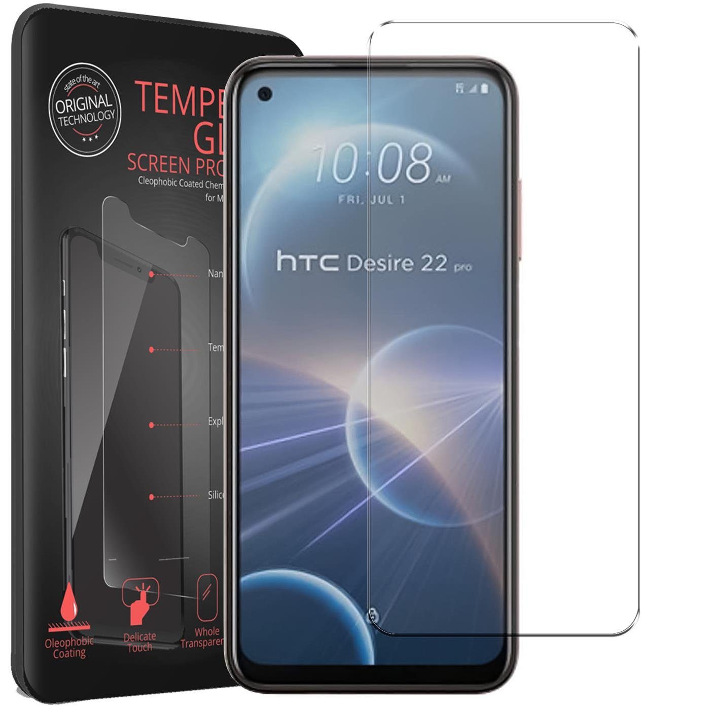 CoolGadget Schutzfolie Panzerfolie für HTC Desire 22 Pro, (9H Härtegrad, 2x Schutzglas, 1xReinigungset), Displayfolie Schutzfolie 2 Stück für HTC Desire 22 Pro Glas Folie