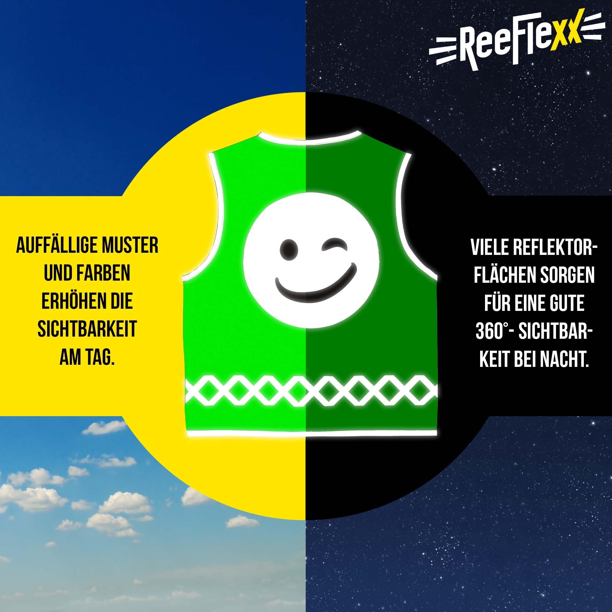 ReeFlexx Warnweste Solid - Kinderwarnweste Smiley Green