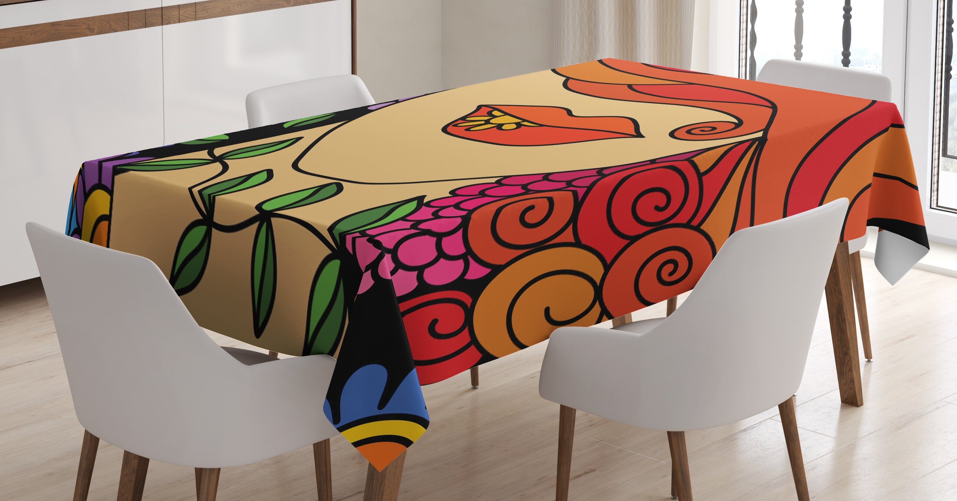 Abakuhaus Tischdecke Farbfest Waschbar Für den Außen Bereich geeignet Klare Farben, zeitgenössisch abstrakte Frauen