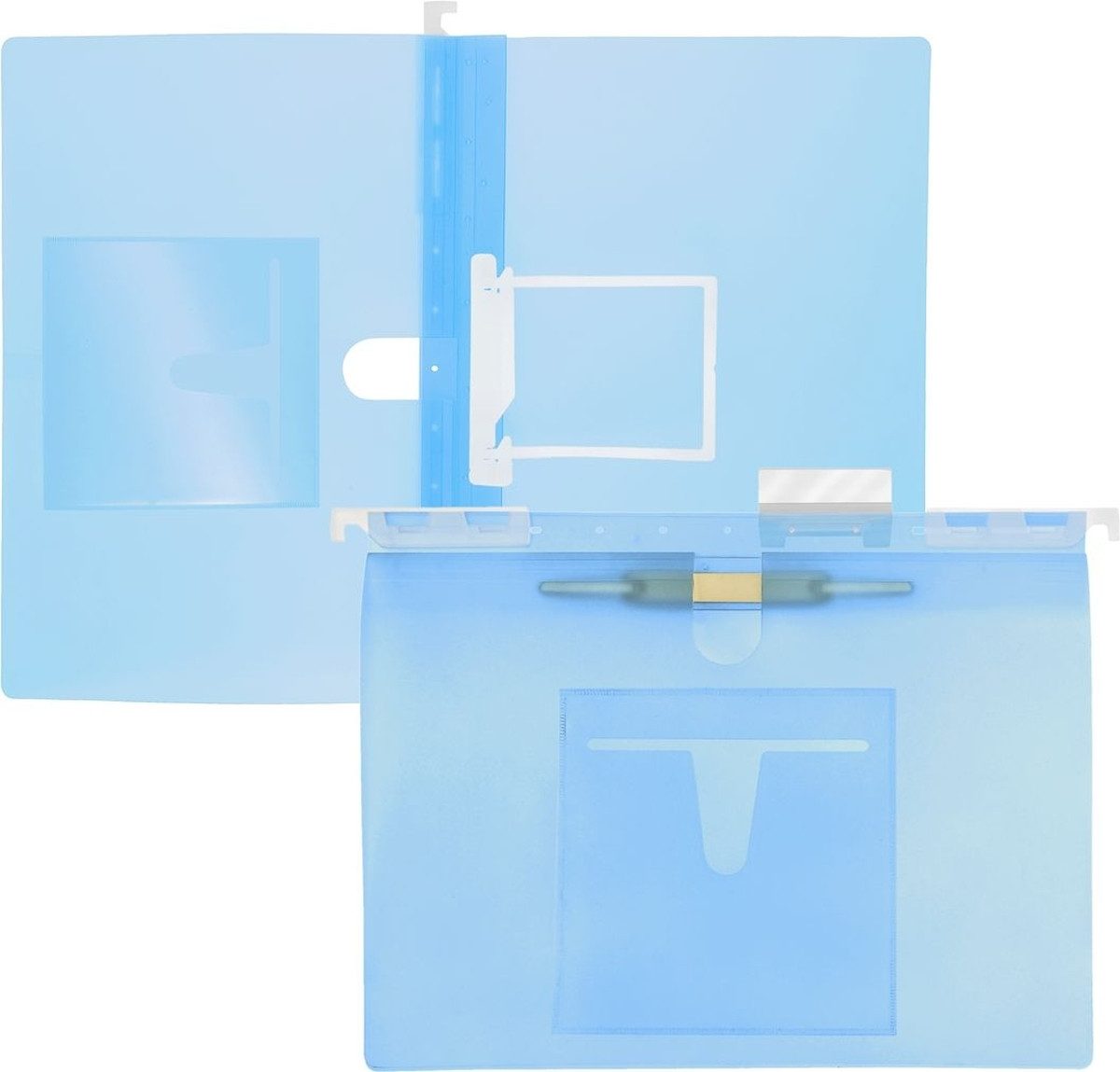 Hefter Multi-Hängehefter A4 PP U-Clip/Heftzunge blau transluzent.