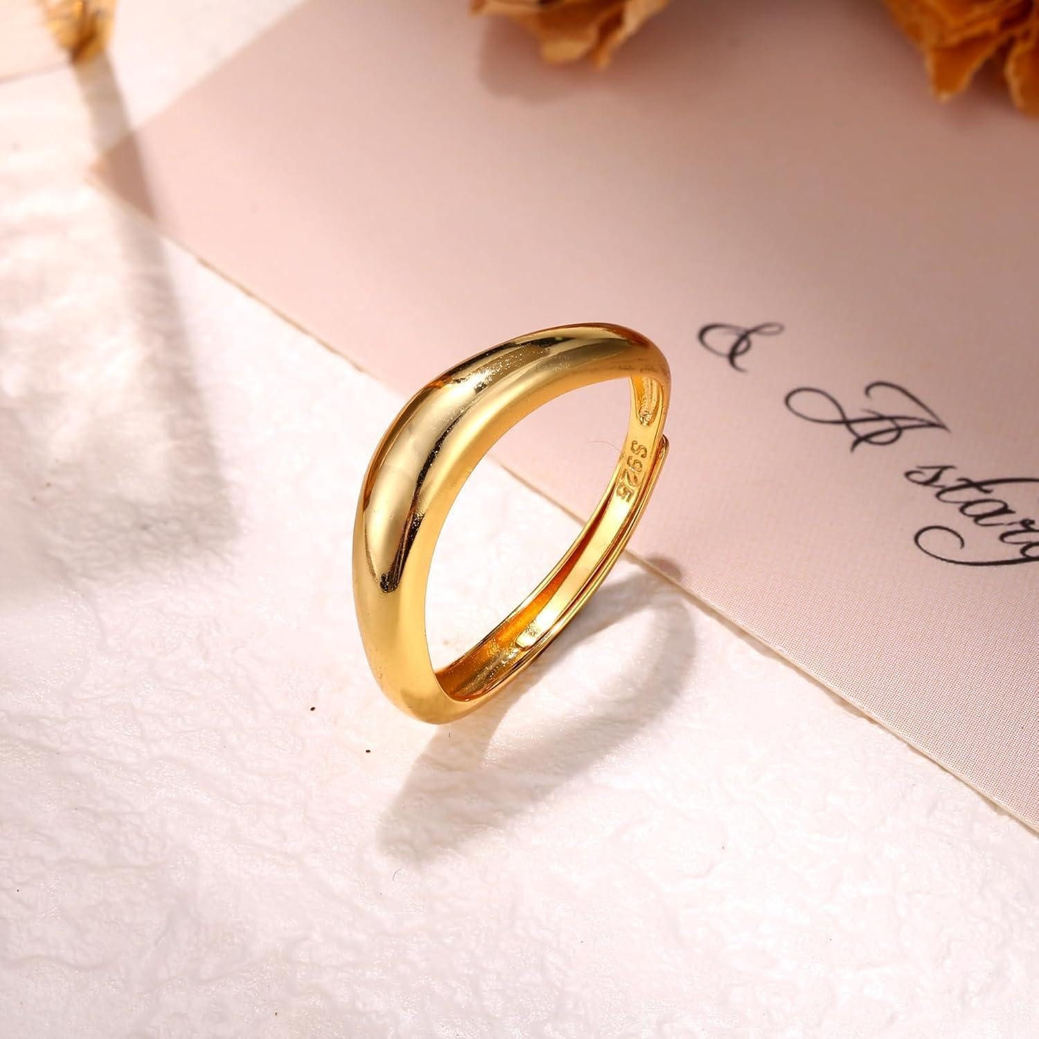 Adramata Verlobungsring Adramata Ring Silber 925 Damen 14K Vergoldet Verstellbar