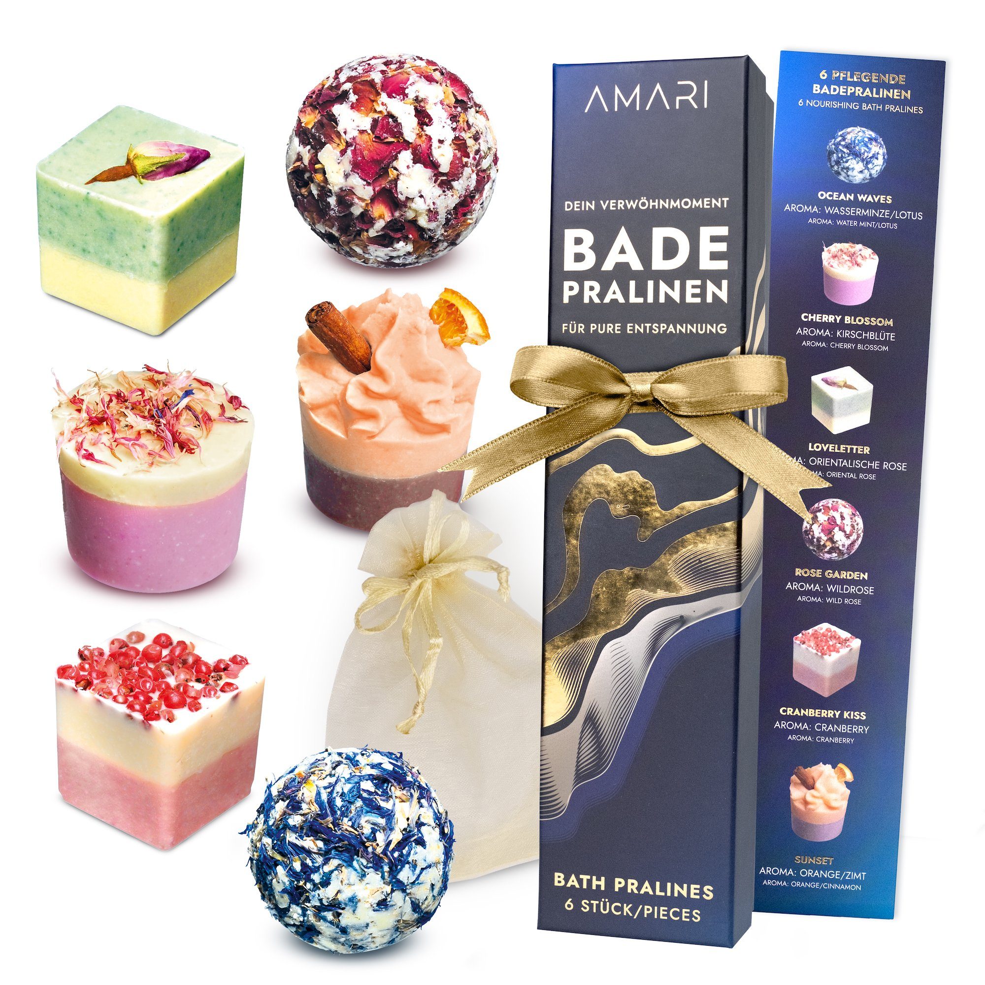 Badepralinen vegane Badepralinen AMARI 6 Badepraline Damen Geschenkset ® - Amari