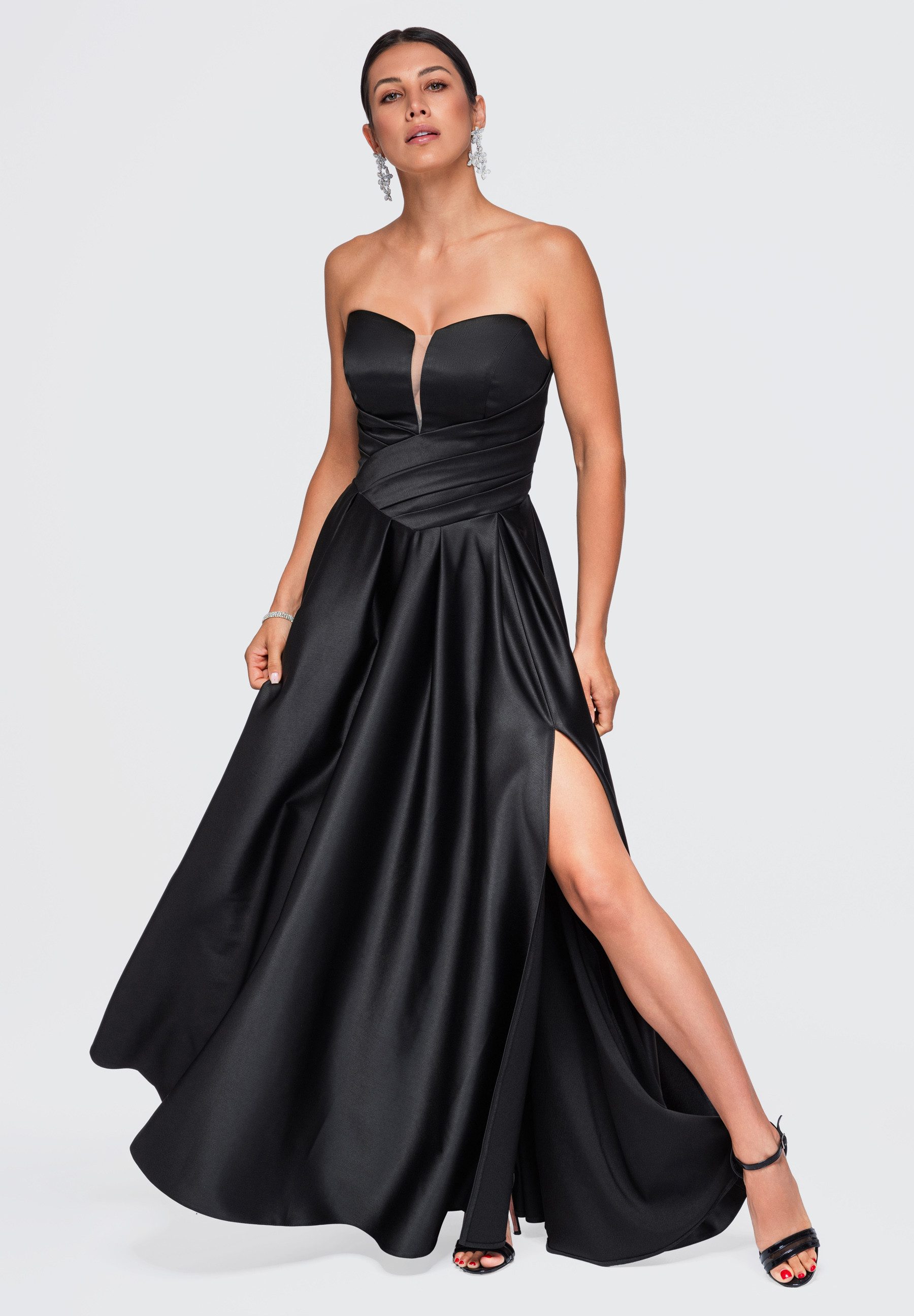 OMBRE Abendkleid Damen Abendkleid mit herzförmigem Ausschnitt und asymmetrischem (kein Set, 1-tlg) in Unifarbe