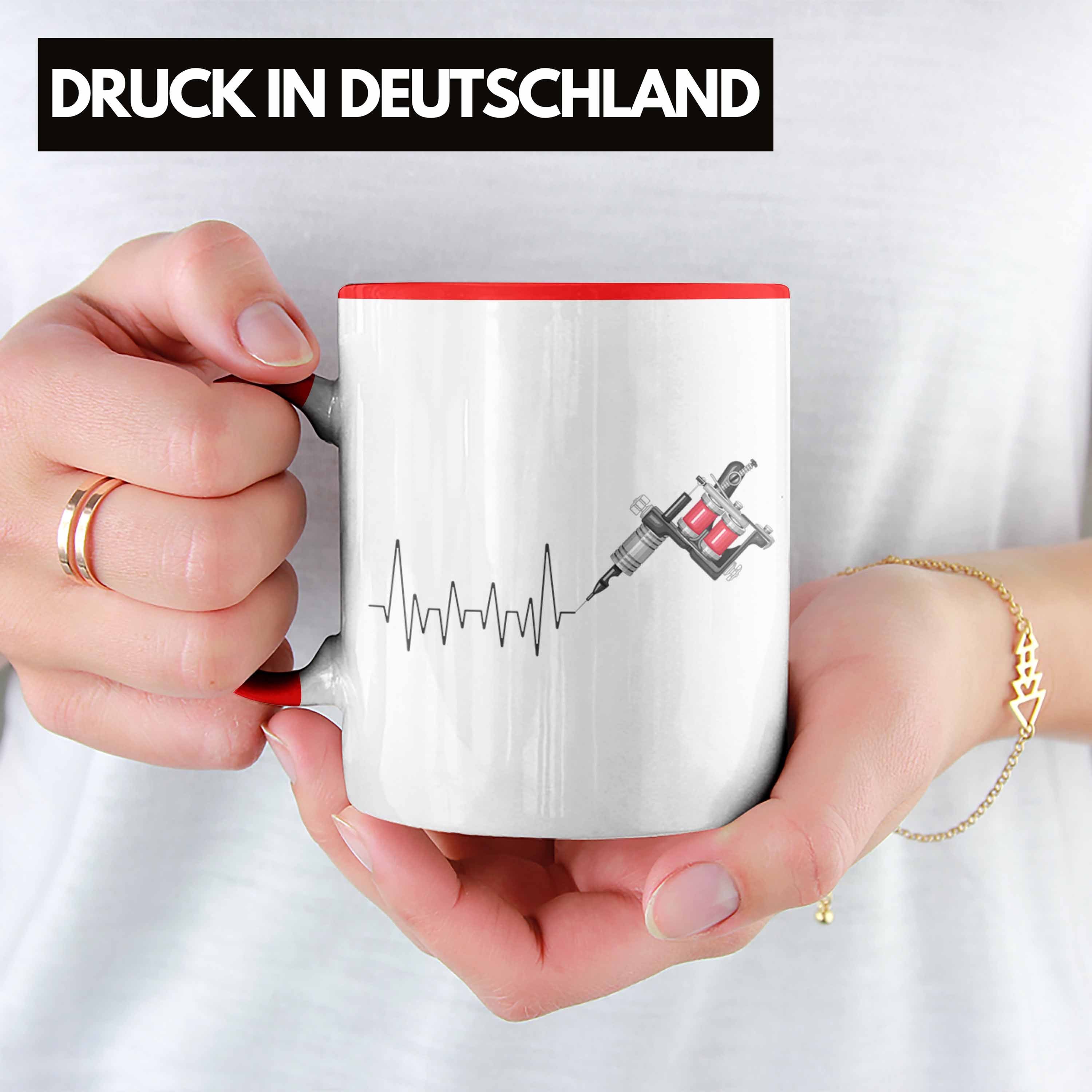 Tasse Tasse - Liebhan Geschenk für Tattoo Trendation Tattoowierer Rot Trendation Herzschlag