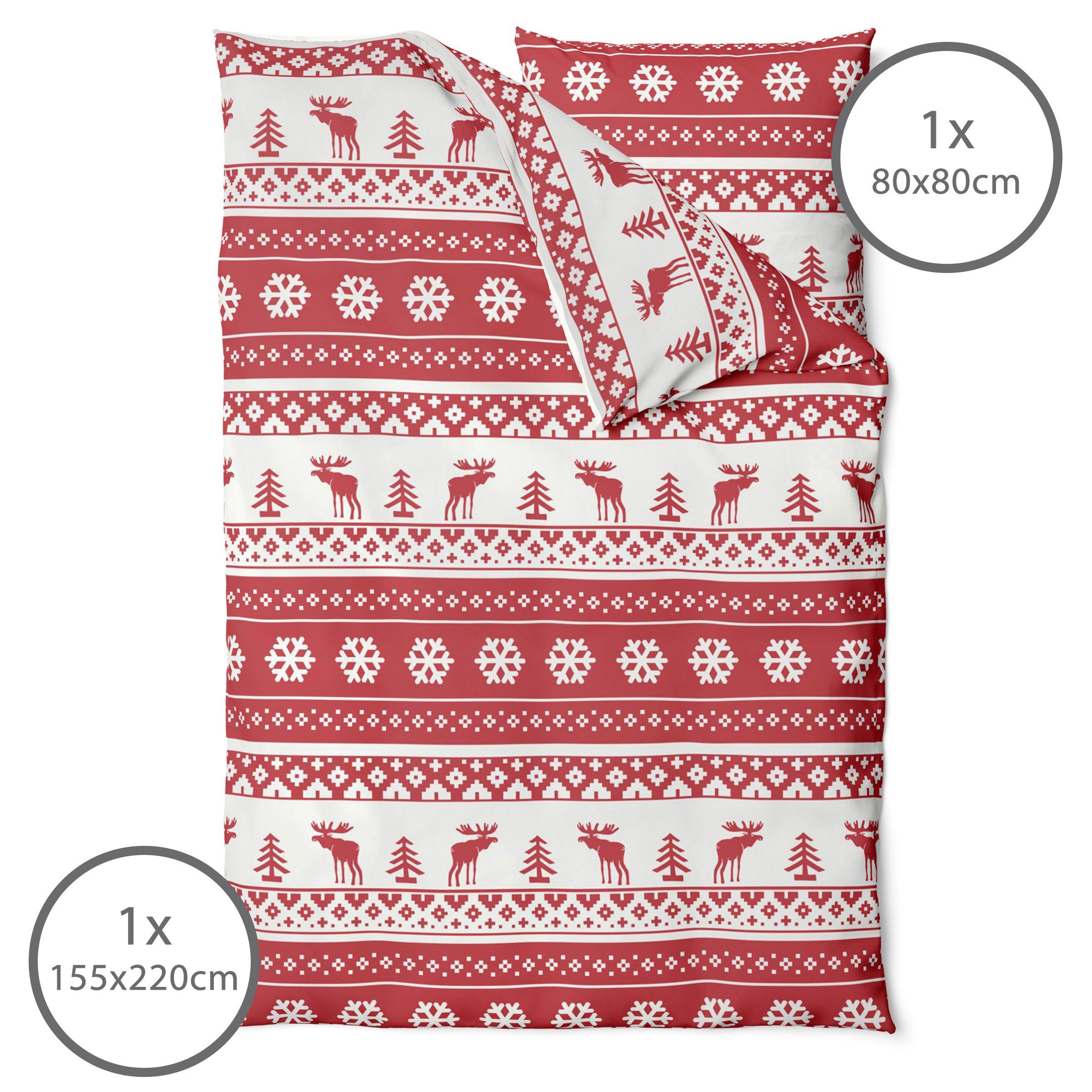 LINKHOFF Bettwäsche Biber Weihnachtsbettwäsche 135x200 / 155x220 + Kissen, günstig online kaufen