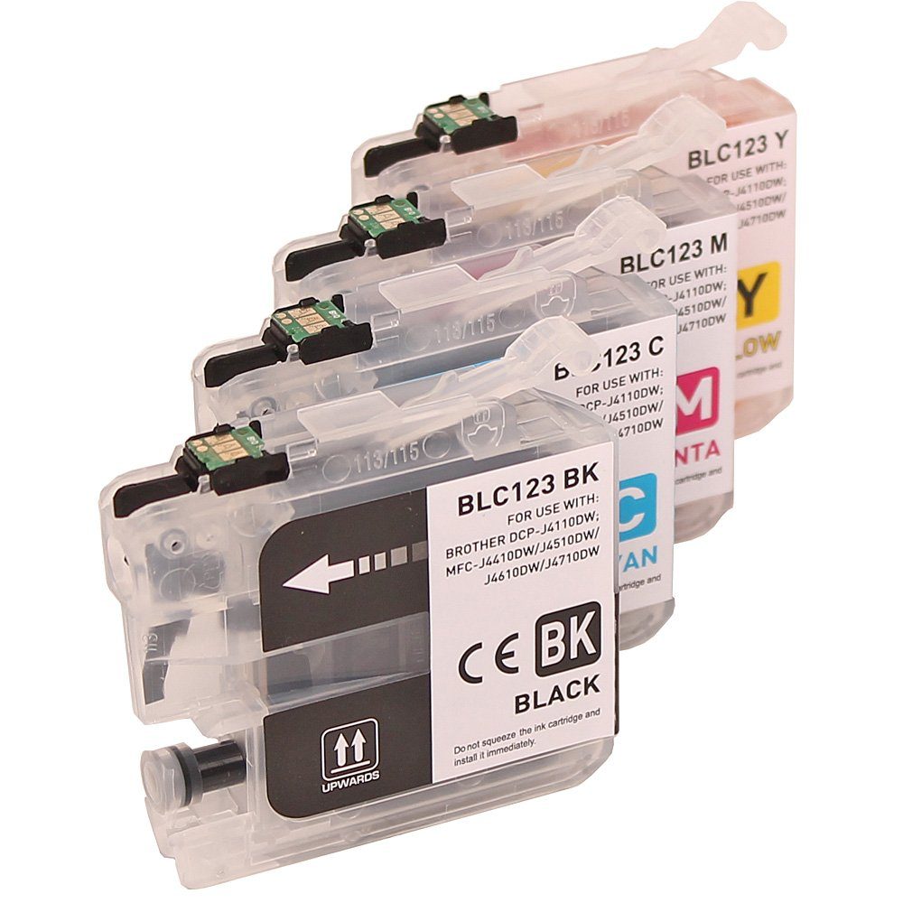 ABC Tintenpatrone (set 4x kompatibel für Brother LC123 DCPJ132W DCPJ150 DCPJ152W DCPJ152W, 4110DW DCP-J4110W DCP-J552DW DCP-J752DW MFC-J245 MFC-J285DW MFC-J4310D)
