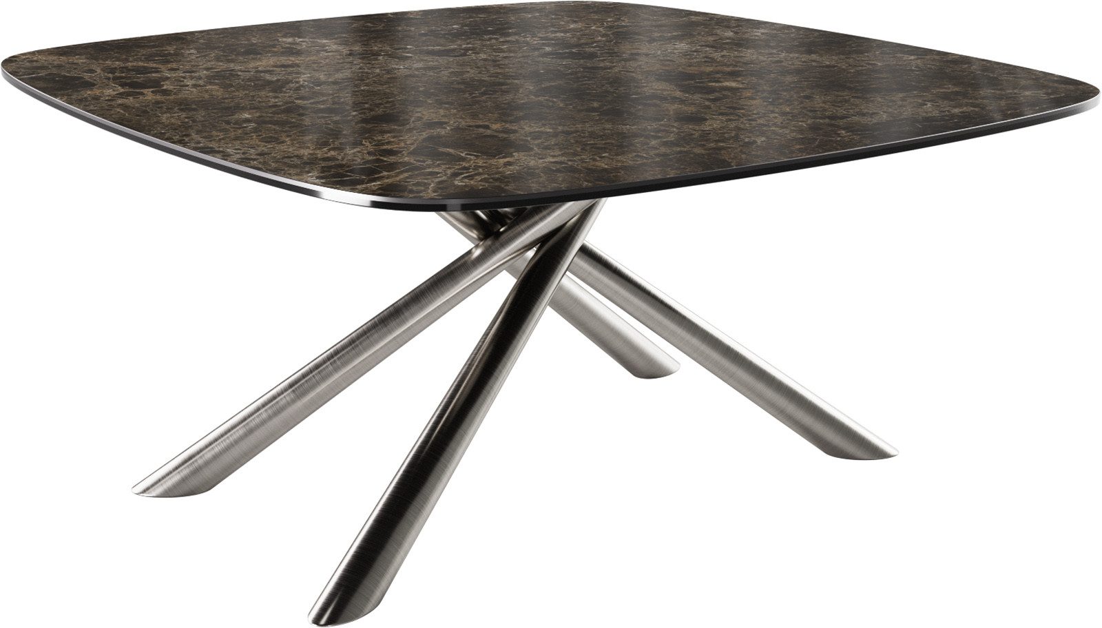 DELIFE Couchtisch Edge, Boot 90x90 cm Keramik Emperador Extra Lucidato Dunkelbraun Sarity Edel
