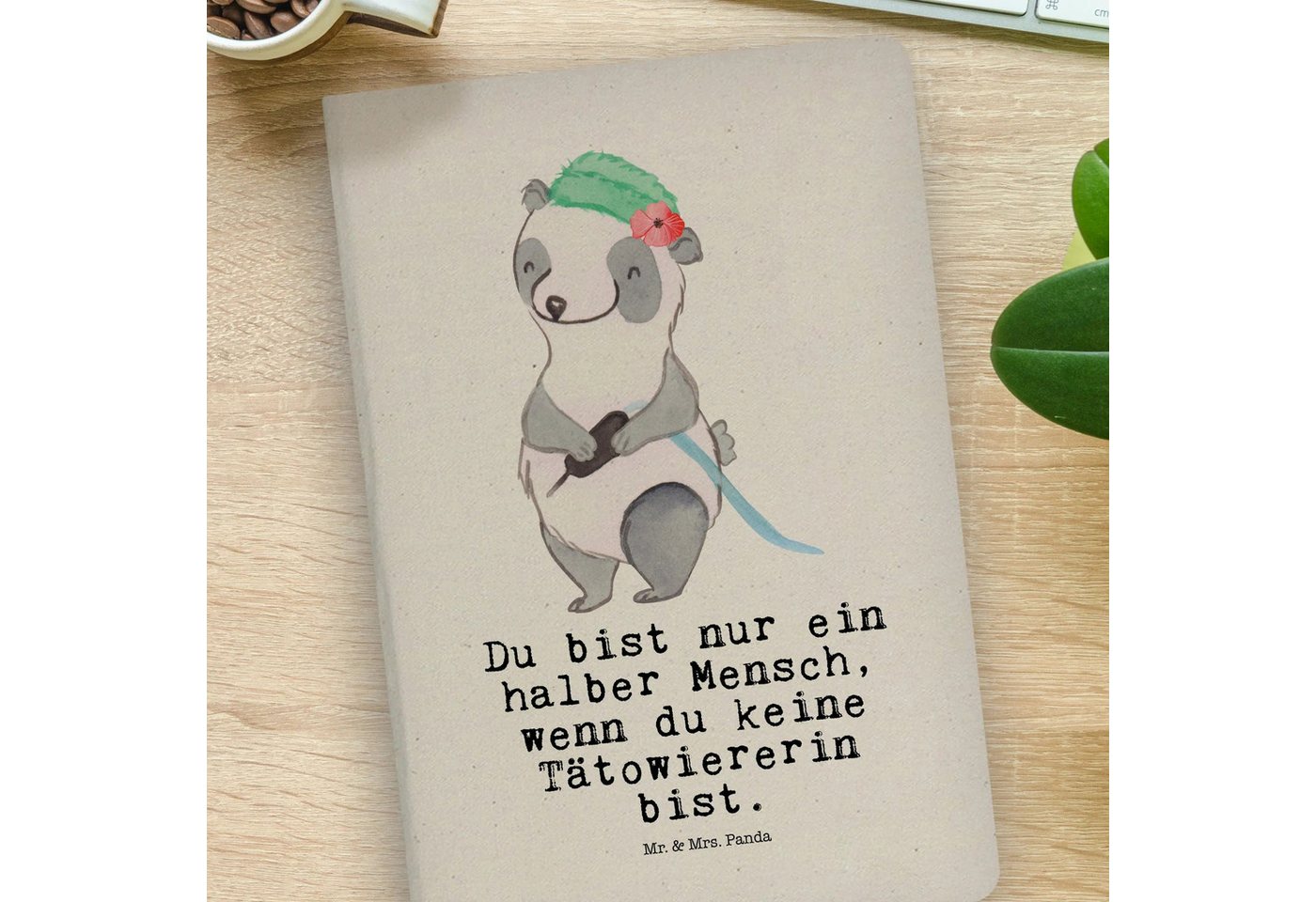 Thumbnail - Mr. & Mrs. Panda Notizbuch Tätowiererin Herz - Transparent - Geschenk, Firma, DIN A4 Notizbuch H Mr. & Mrs. Panda, Bezau...