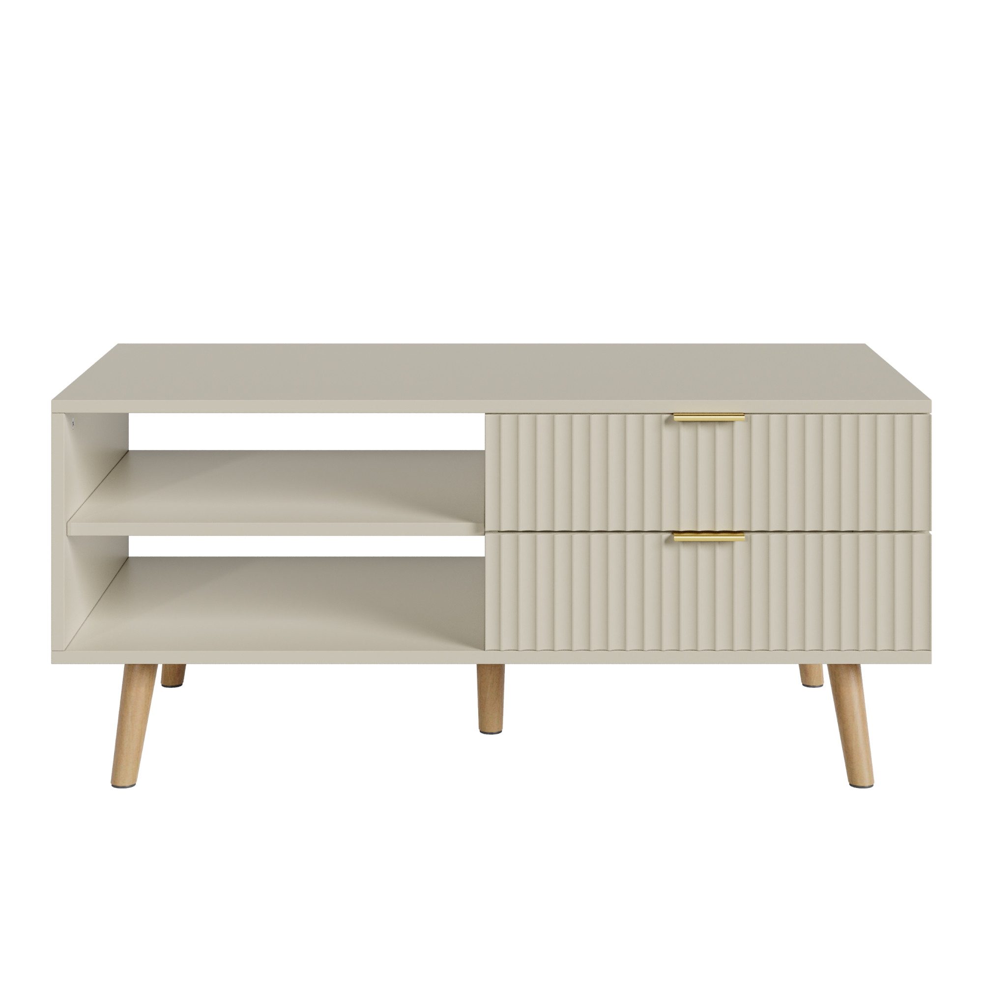 en.casa Couchtisch, »Nand« mit 2 Schubladen 100 x 50 x 45 cm Sandfarben