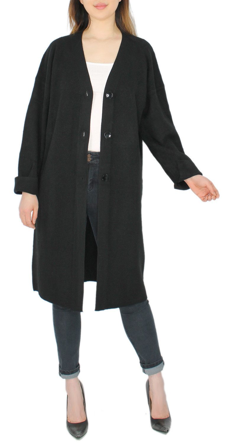 dy_mode Longstrickjacke Langer Strick Cardigan Damen Strickjacke im Oversize-Look in Unifarben in Unifarbe