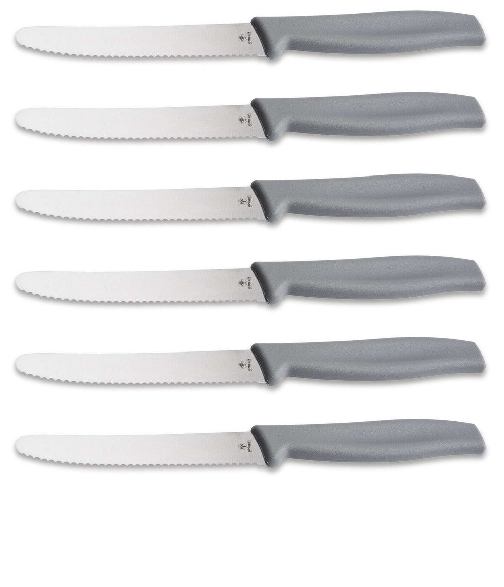Böker Manufaktur Solingen Brötchenmesser Böker Brötchenmesser mit Wellenschliff, grau (6 Stück)