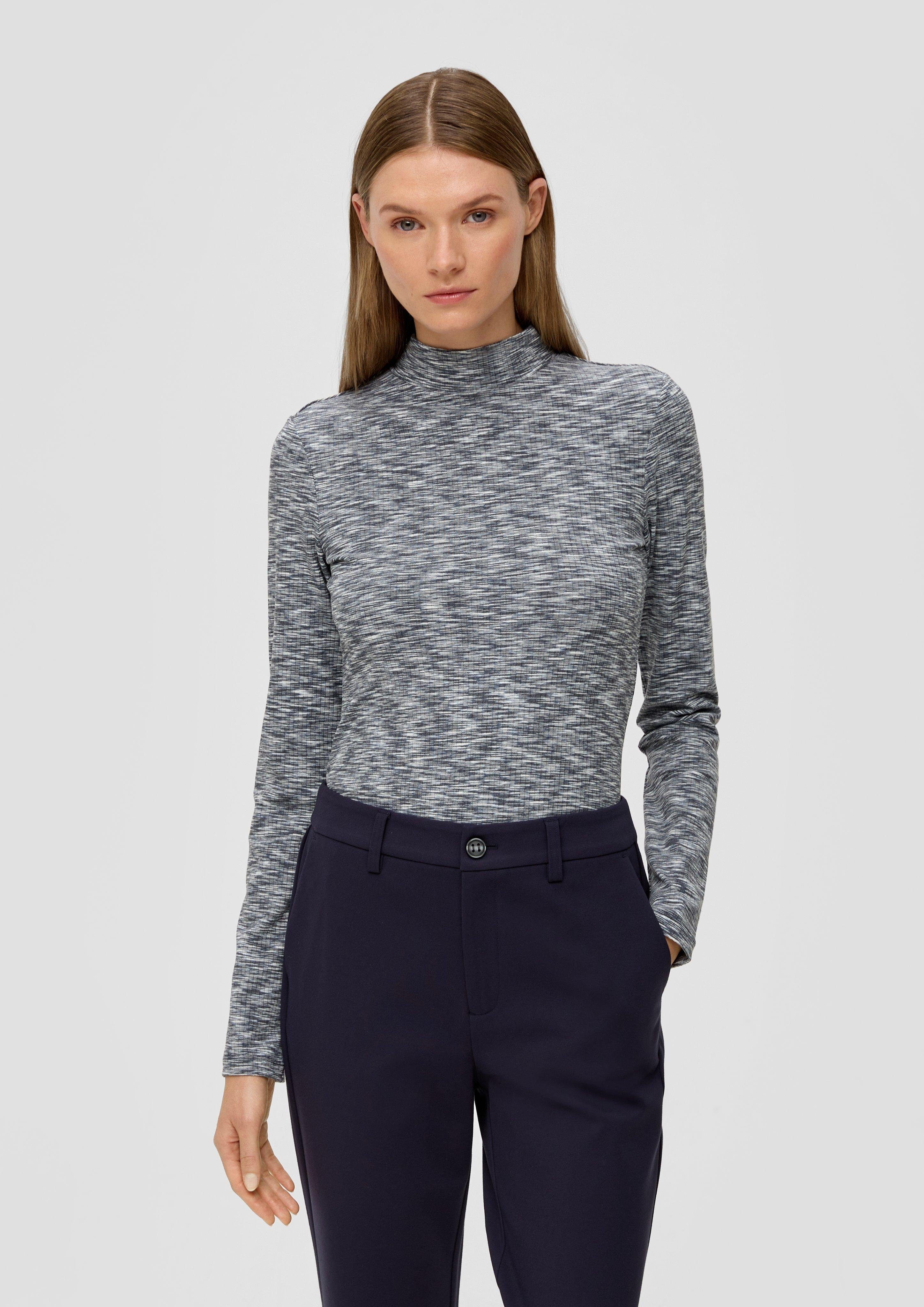 weiten Longsleeve s.Oliver navy mit Langarmshirt Ärmeln