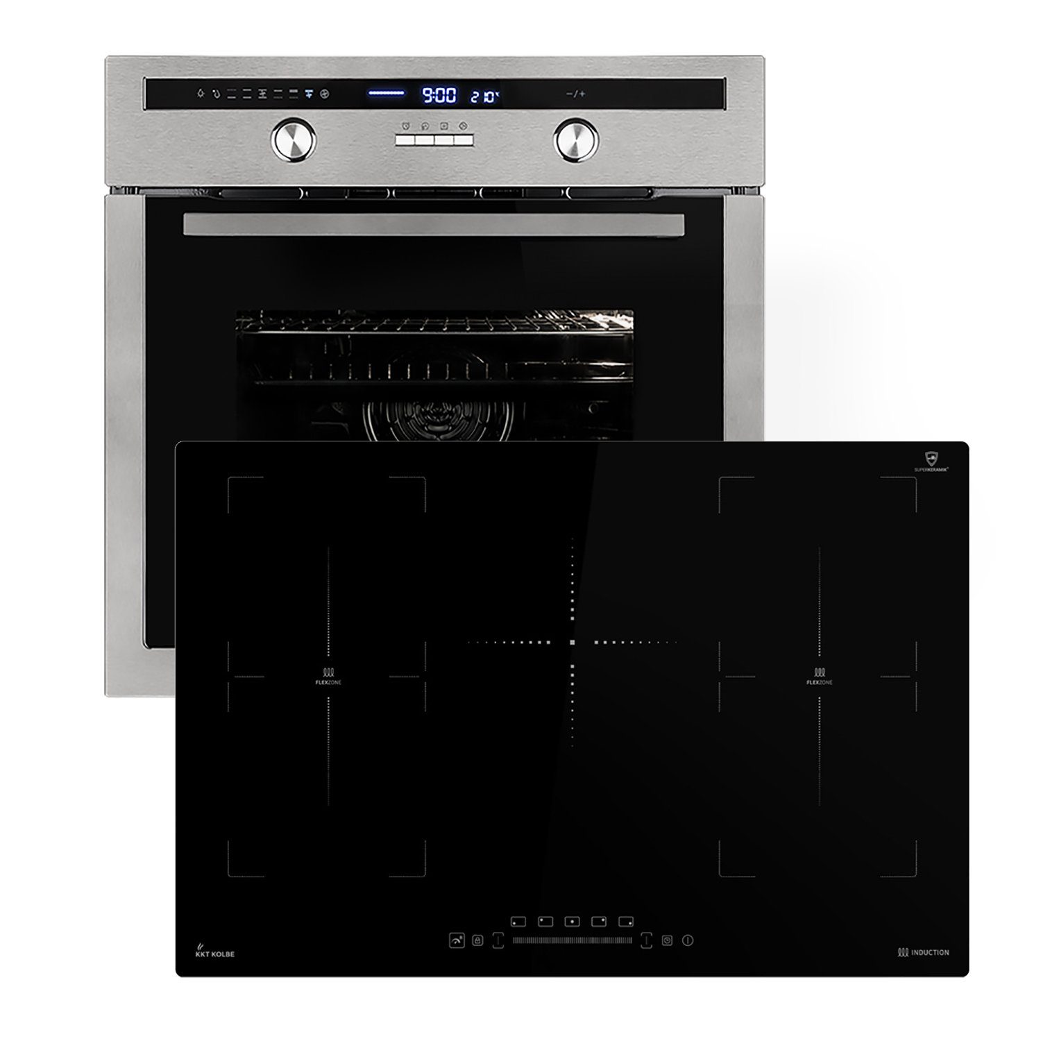 KKT KOLBE Backofen-Set Backofen und Induktionskochfeld SET8013IH77FZ, mit 2-fach Teleskopauszug, Herdset / Heißluft / Einbaubackofen / Kochmulde / Induktion