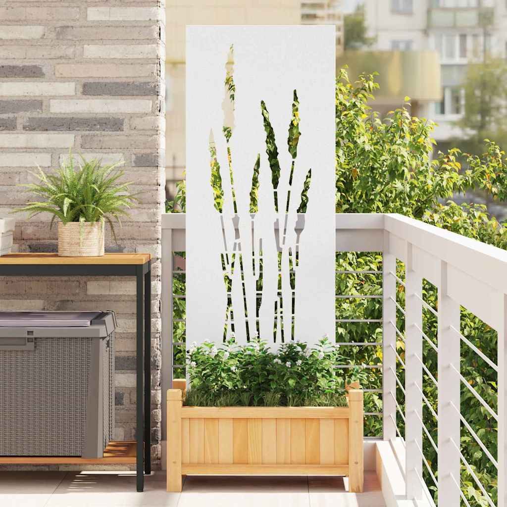 furnicato Sichtschutzelement Garten Sichtschutz Floral 50 x 140 cm Weiß, Matte Sichtschutzwand mit floralen Intarsien für deine Terrasse