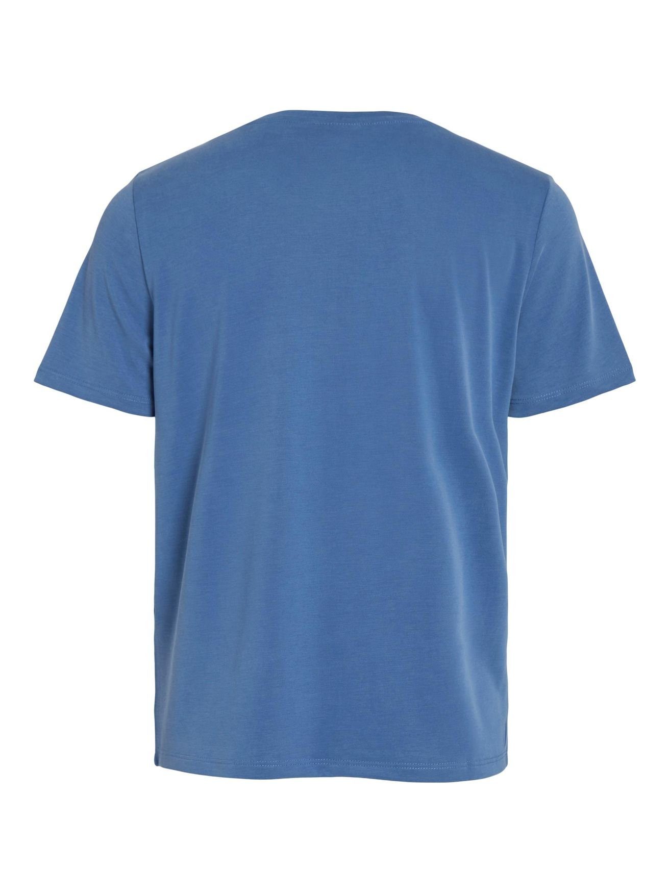 T-Shirt Blau Top T-Shirt Vila Oberteil Basic in Rundhals VIMODALA Kurzarm 4870