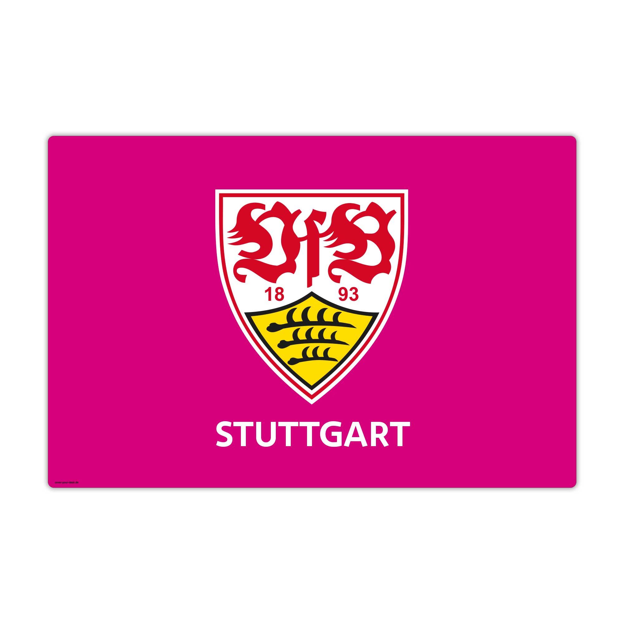 cover-your-desk.de Schreibtischunterlage VfB Stuttgart – Logo weiß – Premium Vinyl 60×40 cm, Made in Germany, (1 tlg)