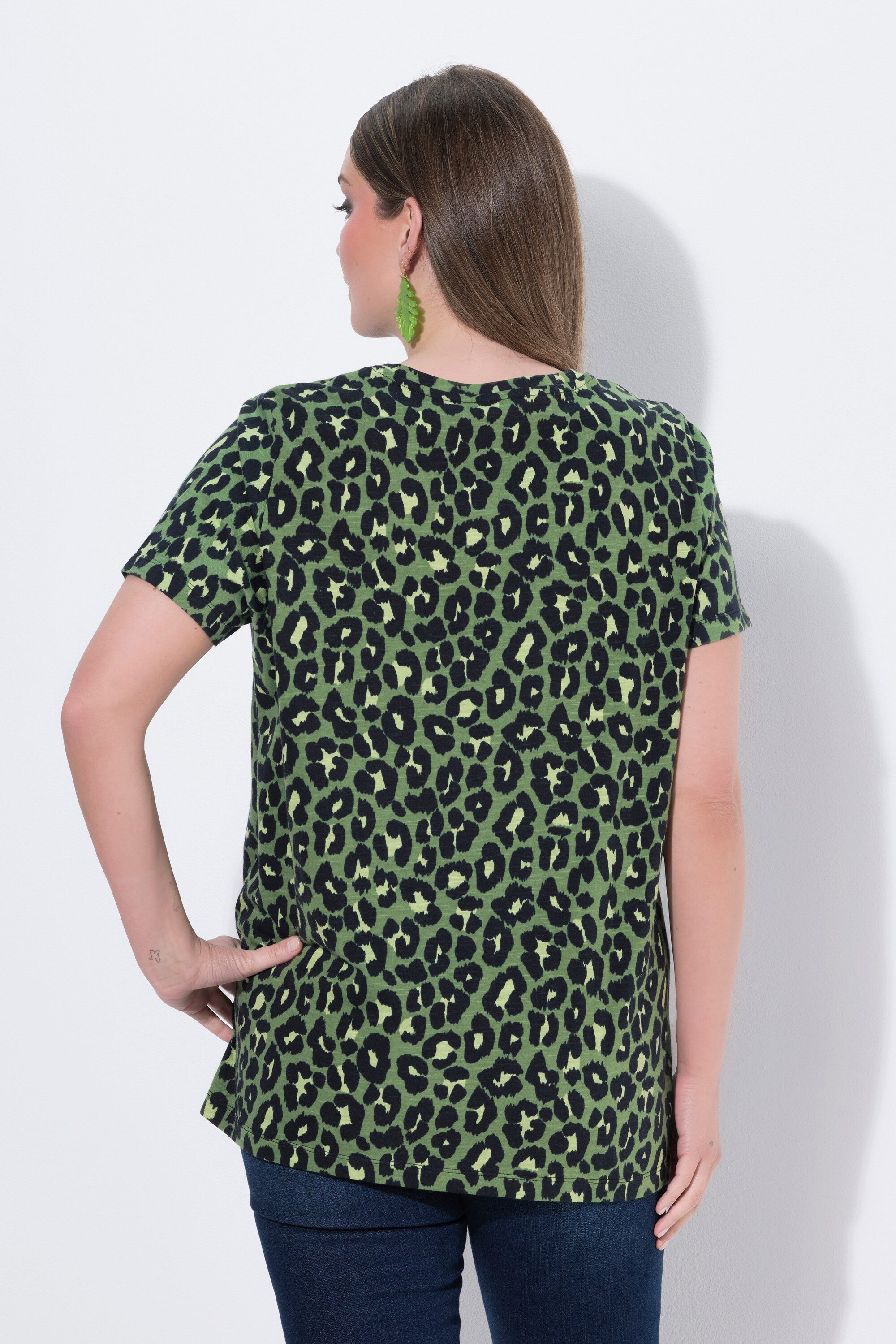 Ulla Popken T-Shirt T-Shirt Leomuster Hirsch Rundhals Halbarm