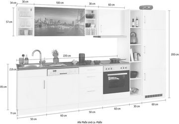 HELD MÖBEL Küchenzeile Paris, mit E-Geräten, Breite 310 cm