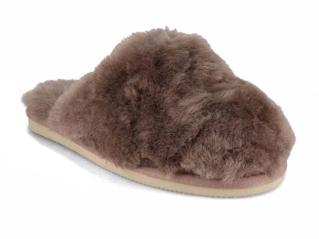 Damen Schaffell Pantoffel Fluffy Hausschuh