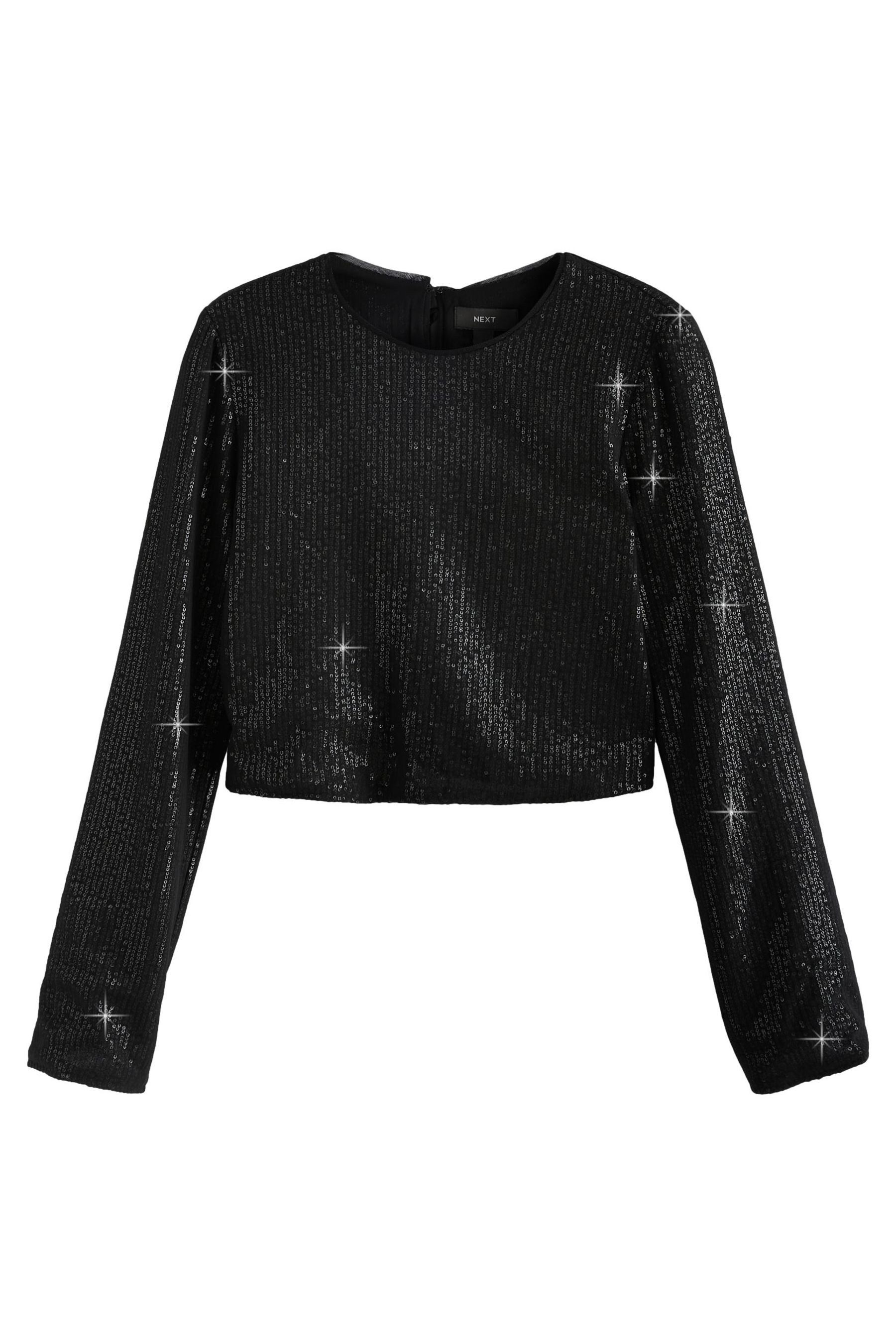 Next Paillettenshirt Langärmliges Paillettentop mit Rückenausschnitt günstig online kaufen
