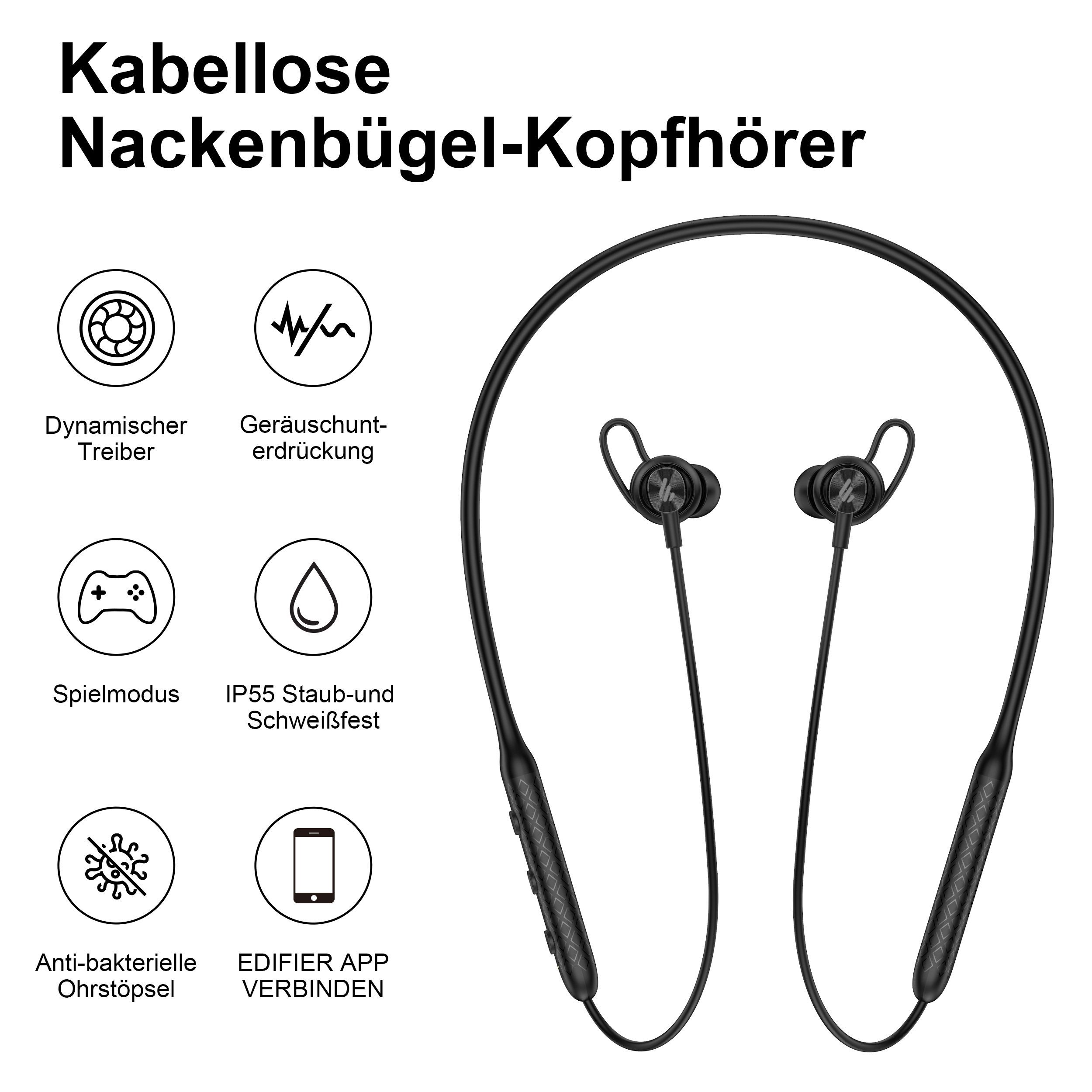 Edifier® w210bt Headset (Bluetooth, Kabellose, Geräuschunterdrückung) mit USB-C-Schnellladefunktion