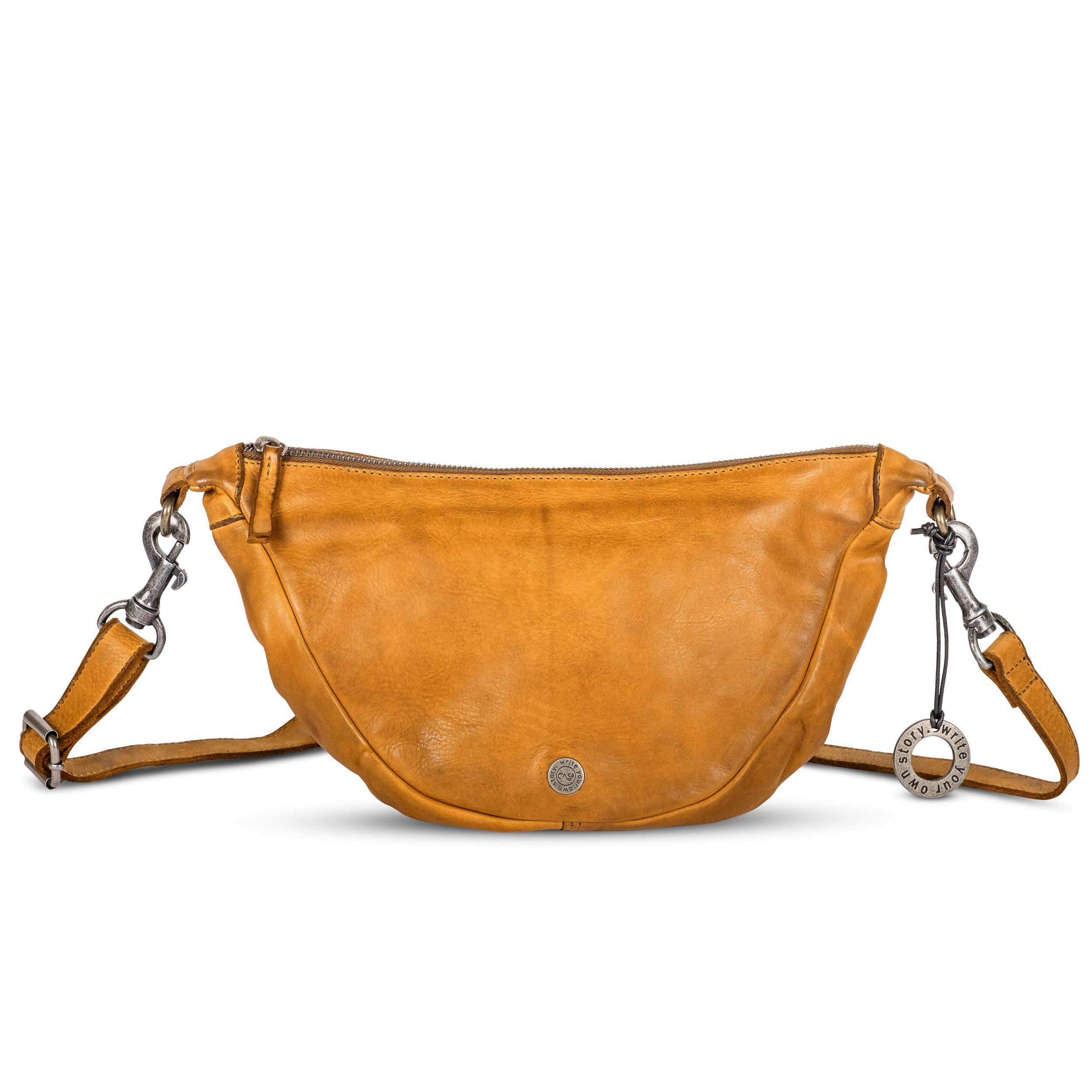 Cas8 Umhängetasche in halbmondform - Moonbag für Damen aus premium Leder