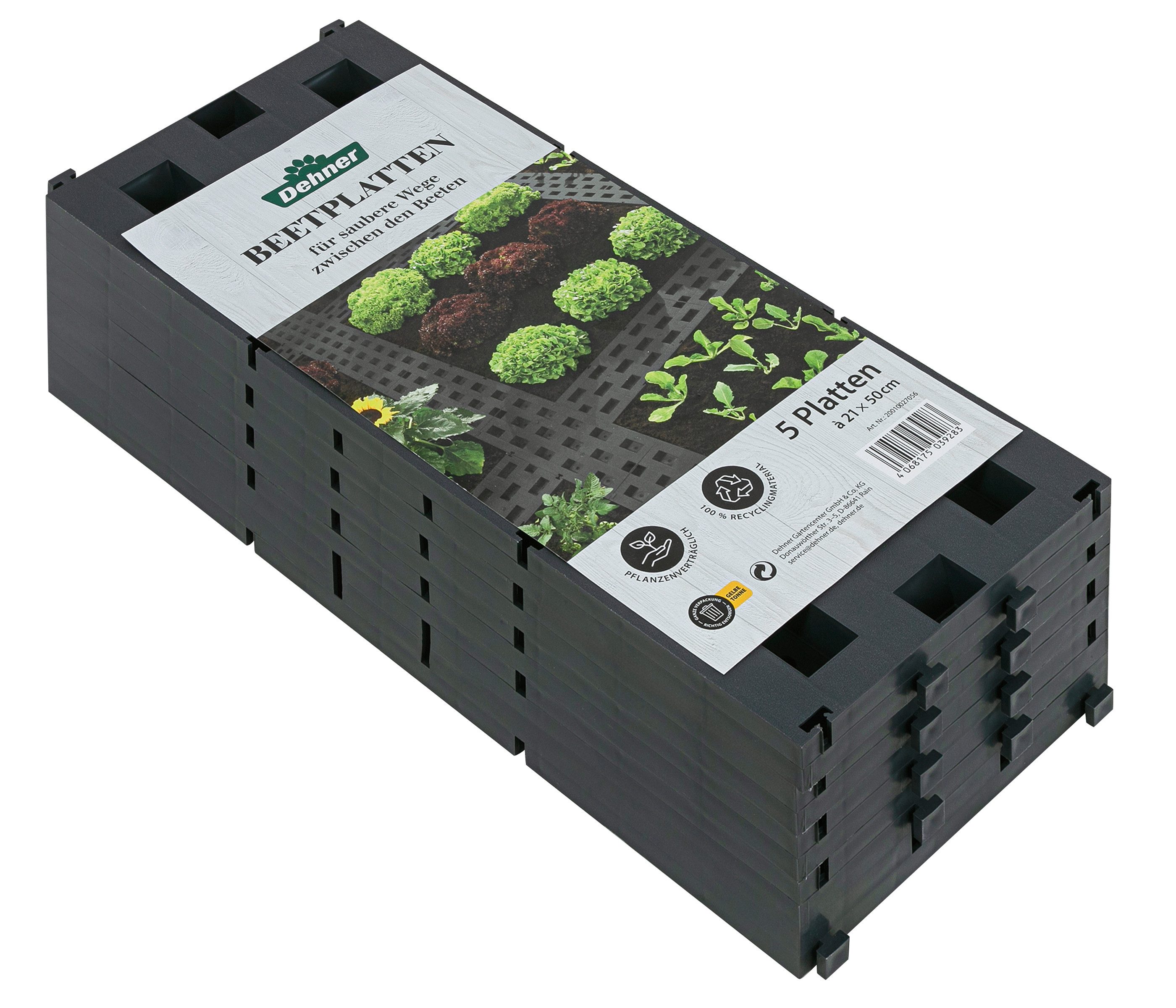 Dehner Rasenkante Beetplatten für den Garten, steckbar, 5 Stück, je ca. 50 x 21 cm