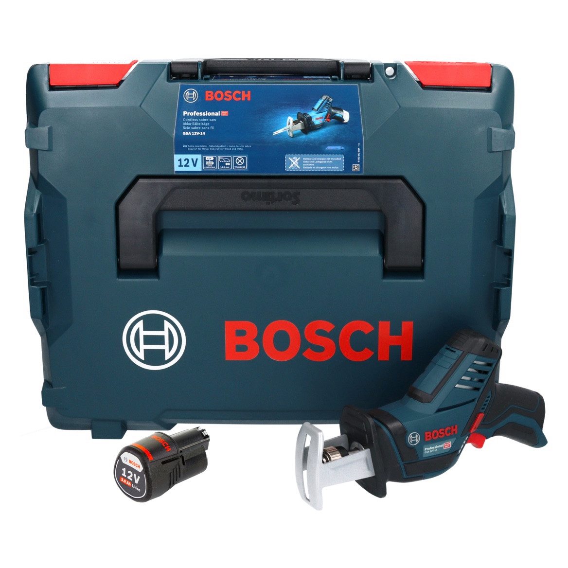 Thumbnail - Bosch Professional Reciprosäge GSA 12V-14 Professional Akku Säbelsäge 12 V + 1x Akku 3,0 Ah + L-Boxx