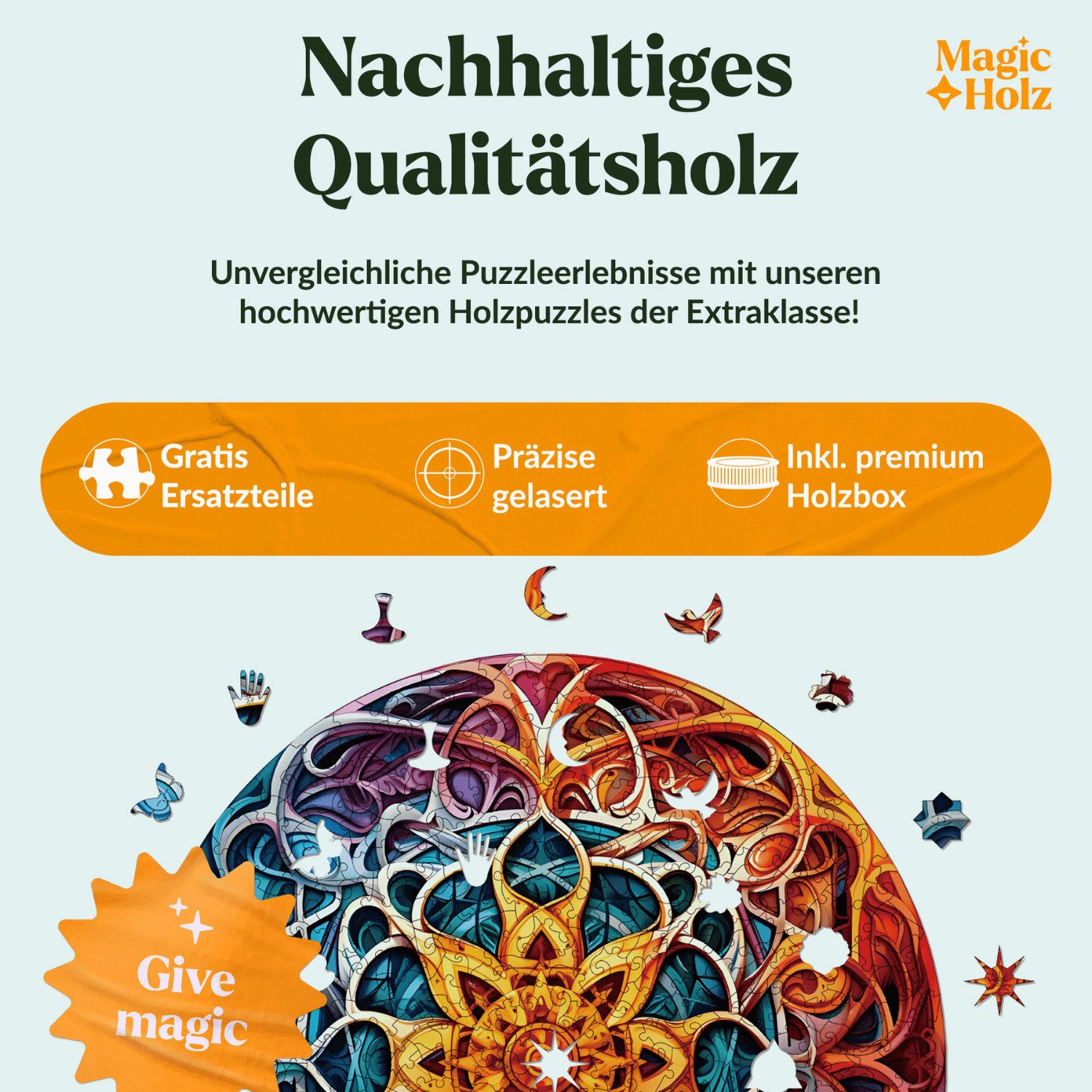 MagicHolz Puzzle Unendlicher Reichtum Mandala Holzpuzzle (2D), 553 Puzzleteile