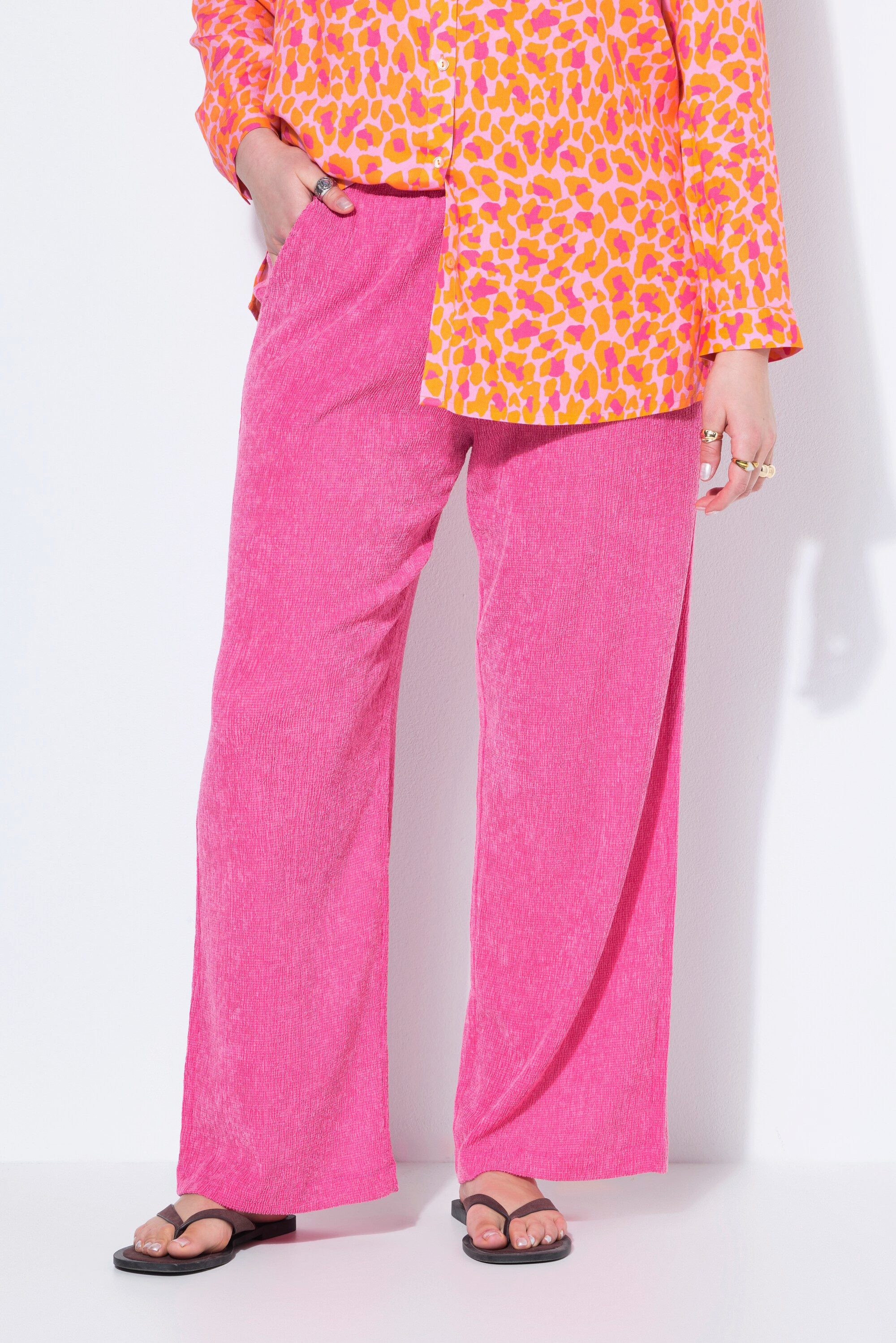 Studio Untold Schlupfhose Hose Wide Legs Struktur Elastikbund