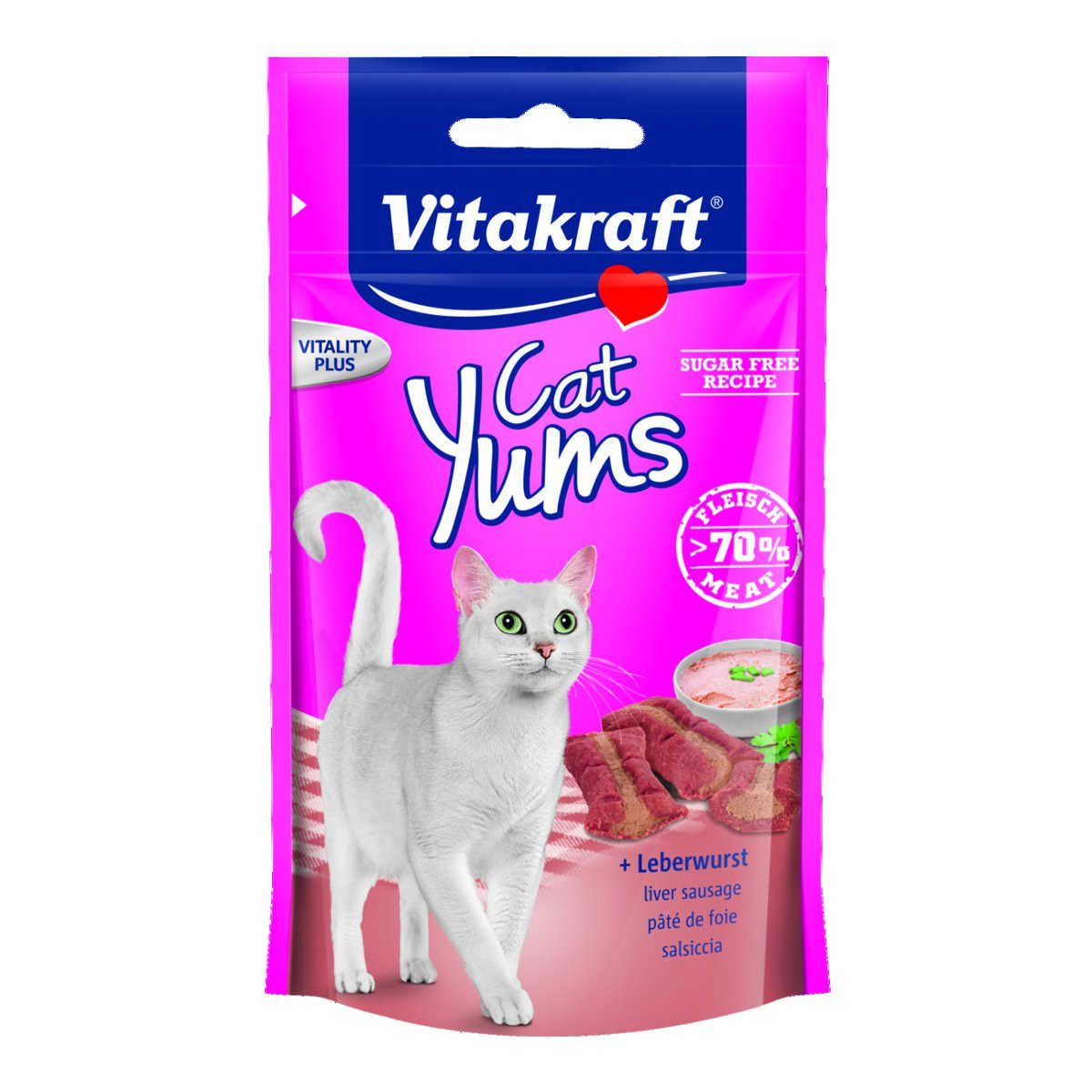 Vitakraft Katzensnack Cat Yums plus Leberwurst, 9 x 40g, Snack für: Katzen