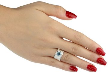 SILBERMOOS Silberring Eleganter Blautopas Ring, 925 Sterling Silber