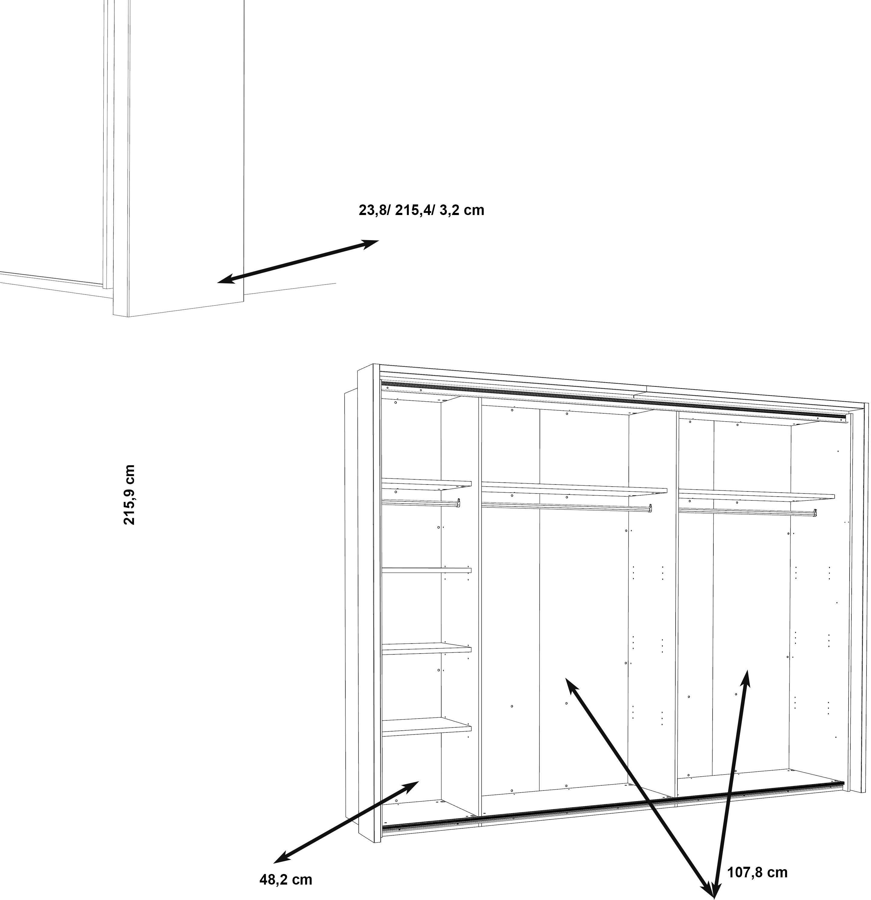 FORTE Schwebetürenschrank Sirius Crown mit LED-Beleuchtung
