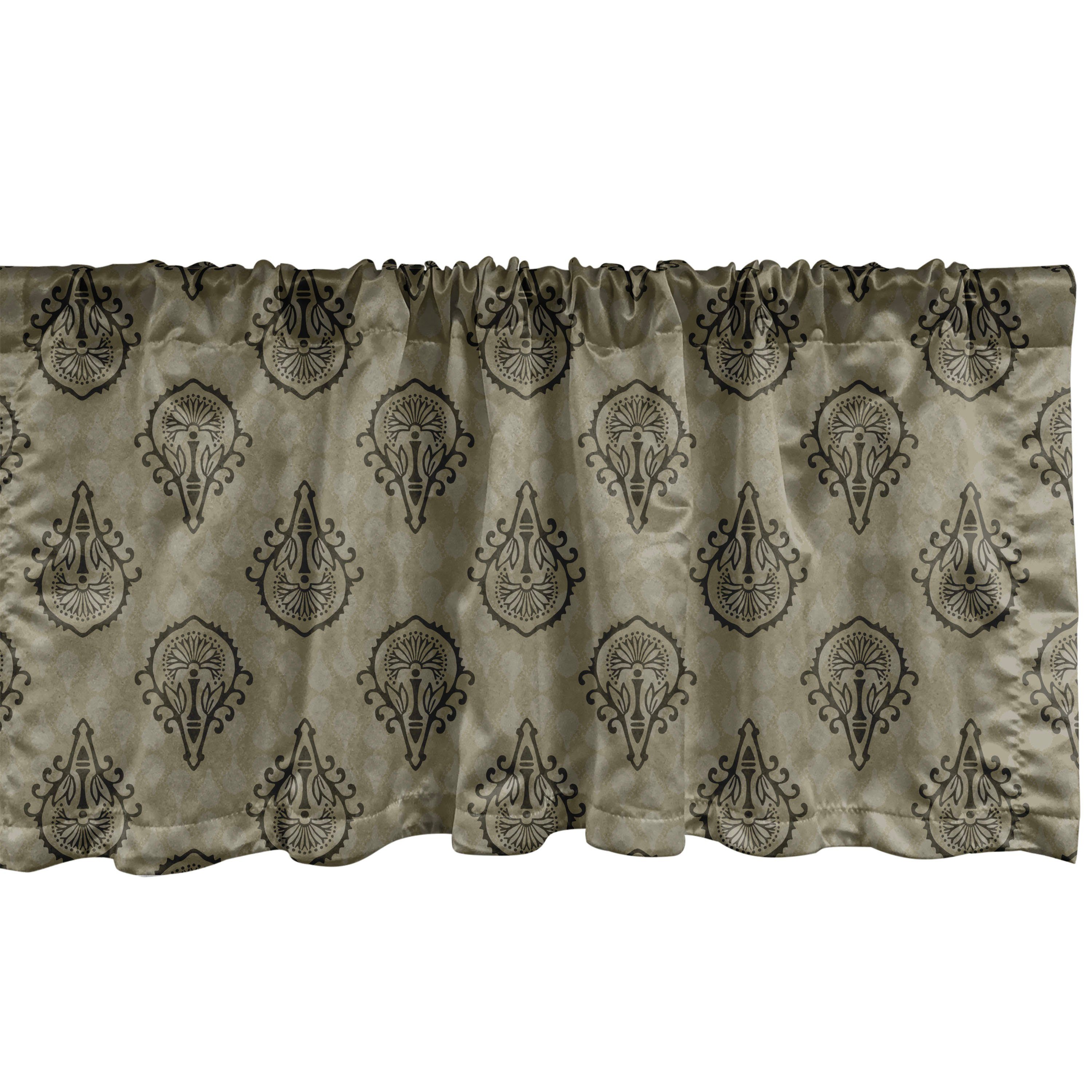 Scheibengardine Vorhang Volant Abakuhaus, für Microfaser, Schlafzimmer Antike Küche Orientalisch mit Stangentasche, Traditionelle Dekor Kunst