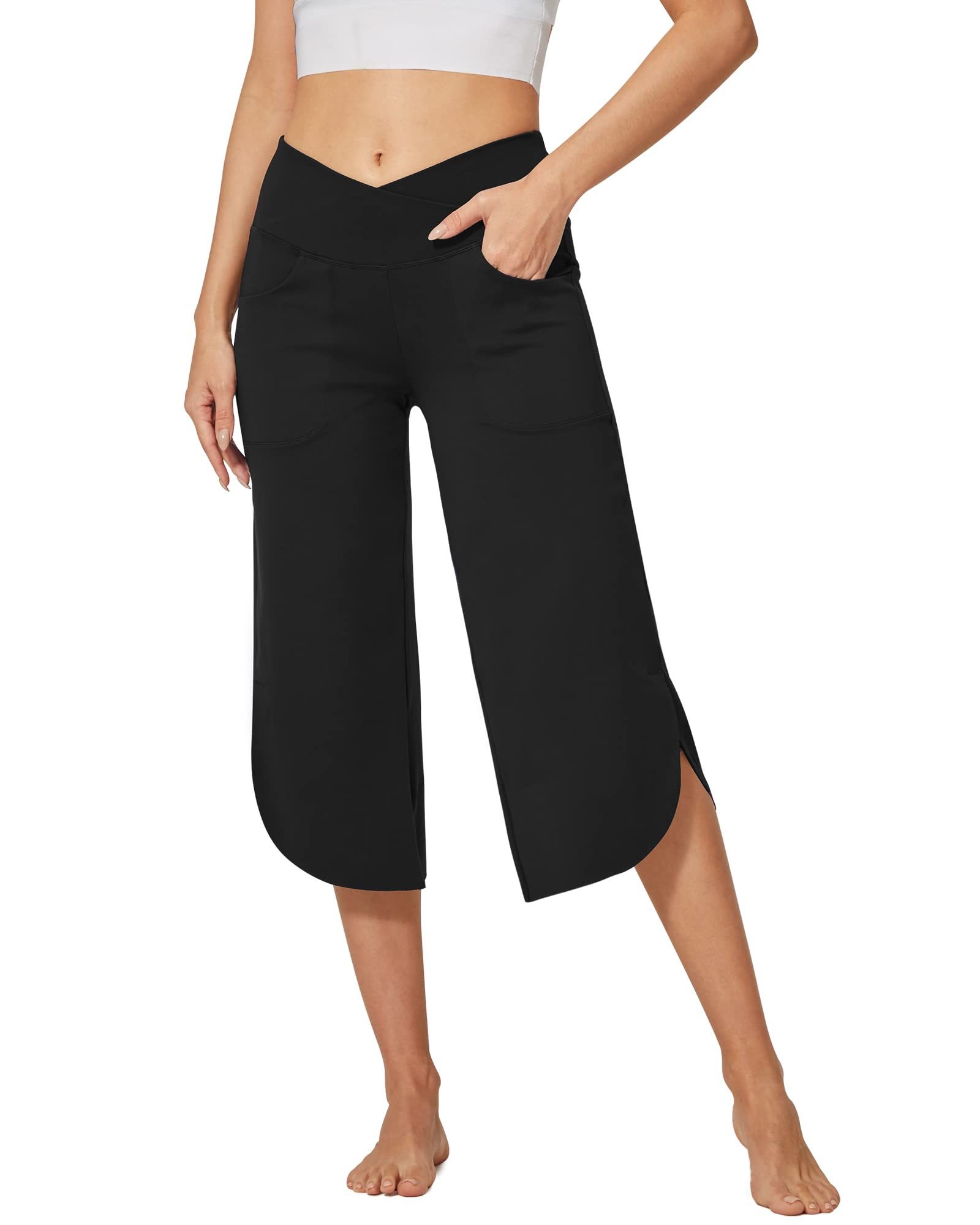 G4Free Yogahose Damen Weites Bein Caprihose High Waist 3/4 Straighthose Som günstig online kaufen