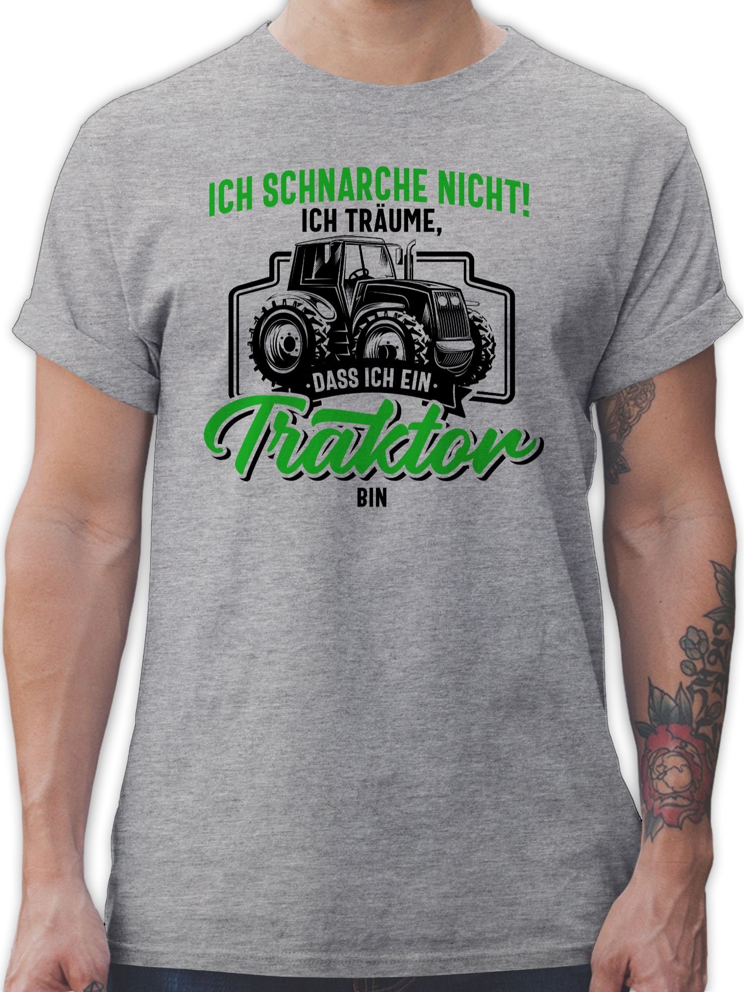 ein dass schnarche bin T-Shirt Traktor meliert ich schwarz ich Shirtracer Grau bunt Traktor Ich nicht träume 1