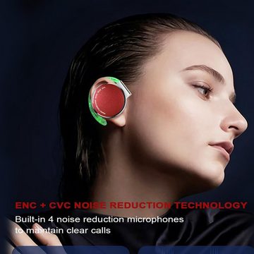 Micool Open Kabellos Clip On Kopfhörer Sport Headset Bluetooth V5.3 In-Ear-Kopfhörer (Bequem und Leistungsstark, Bluetooth, mit 4-Mikrofon, Comfort Fit Ohrhaken Ohrhörer)