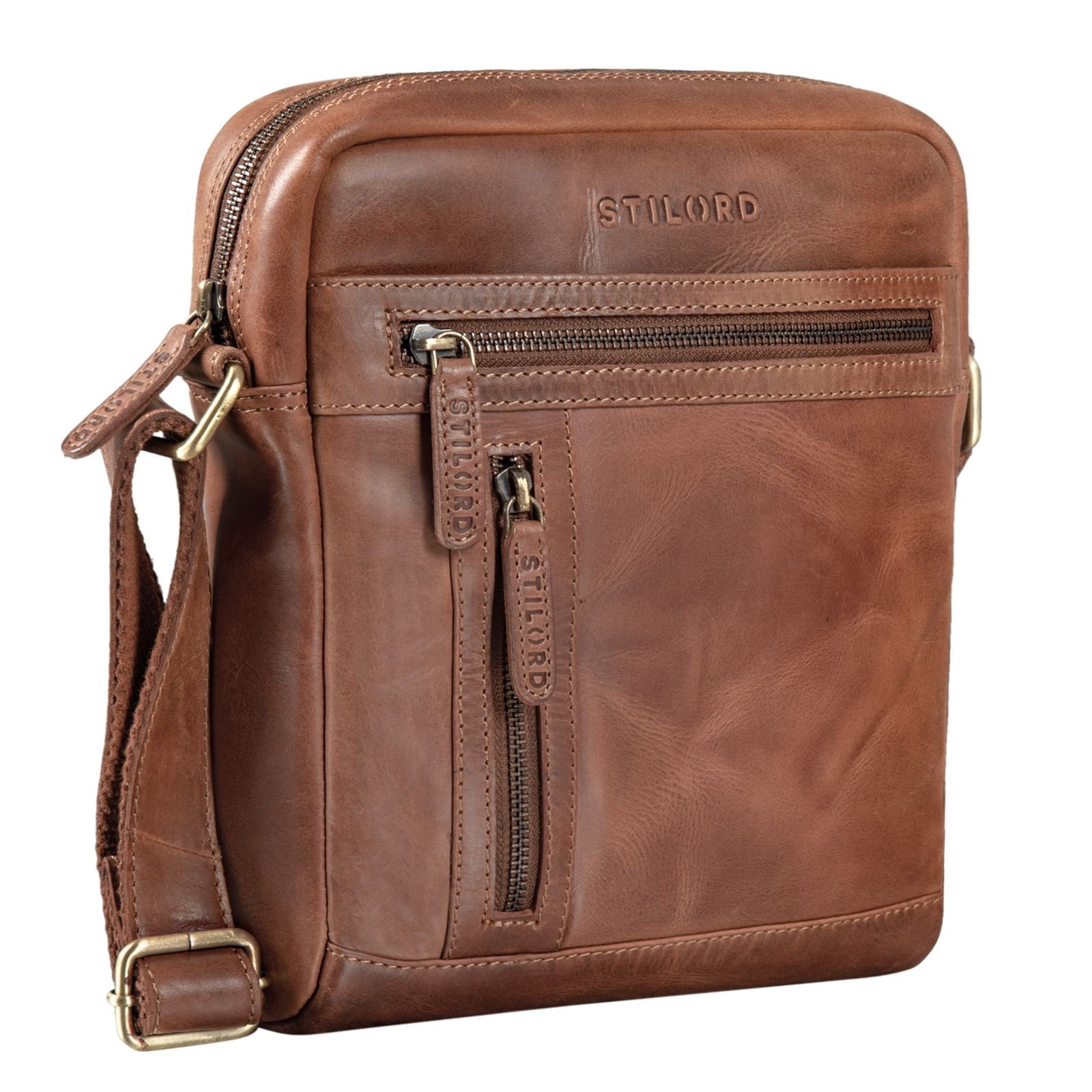 Echtleder Umhängetasche Herren STILORD andorra - "Vince" Messenger braun Bag