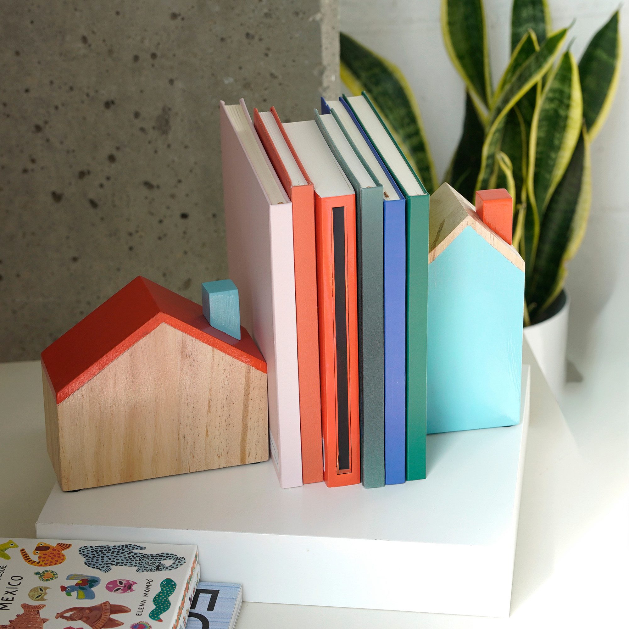 Helio Ferretti Buchstütze Sweet Home (MDF Holz, 2 St., Haus), ca. 14 x 6 x 12 cm & 8 x 6 16 cm