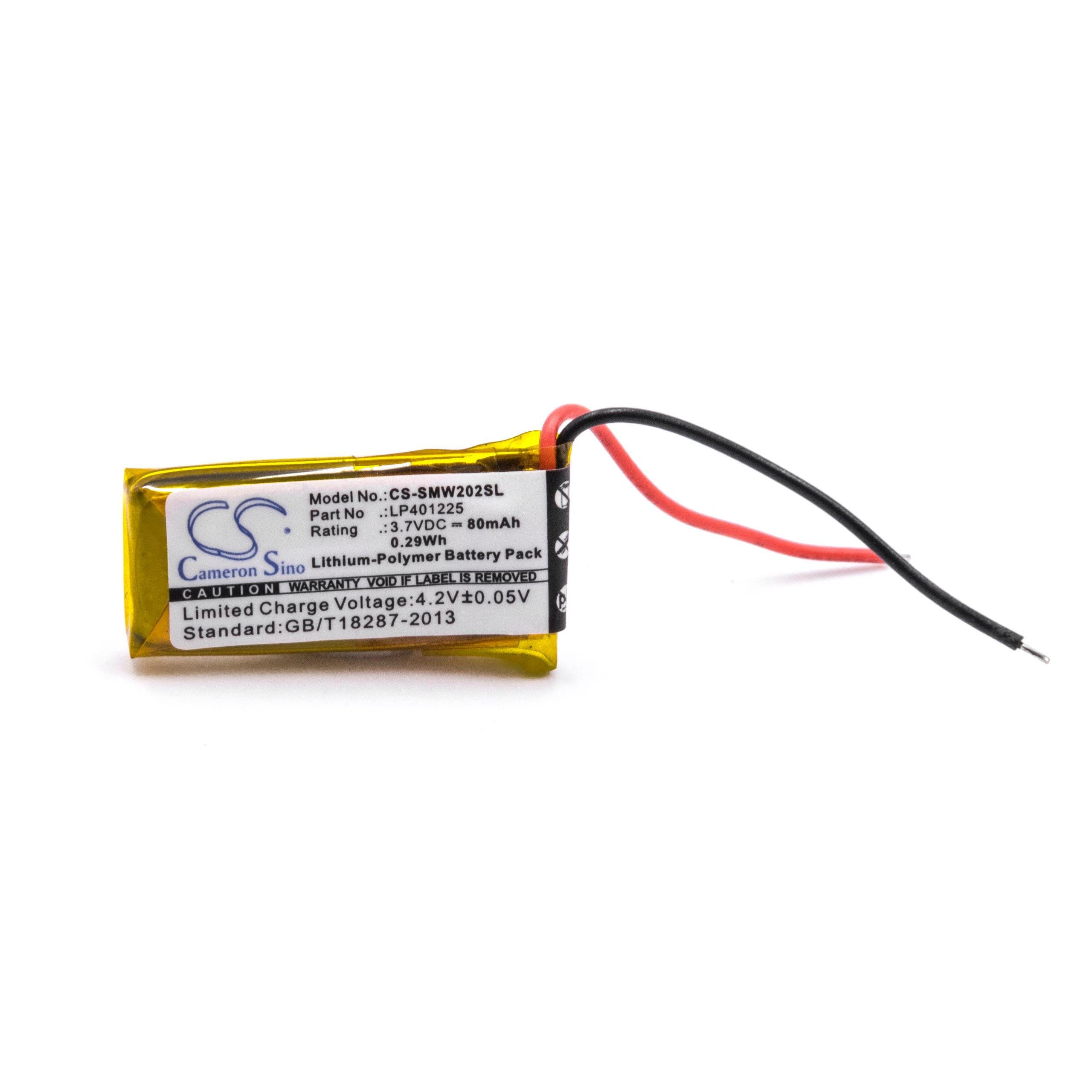 passend für Sony SBH80, NWZ-W202 (80 mAh, 3,7 V, Li-Polymer) Akku