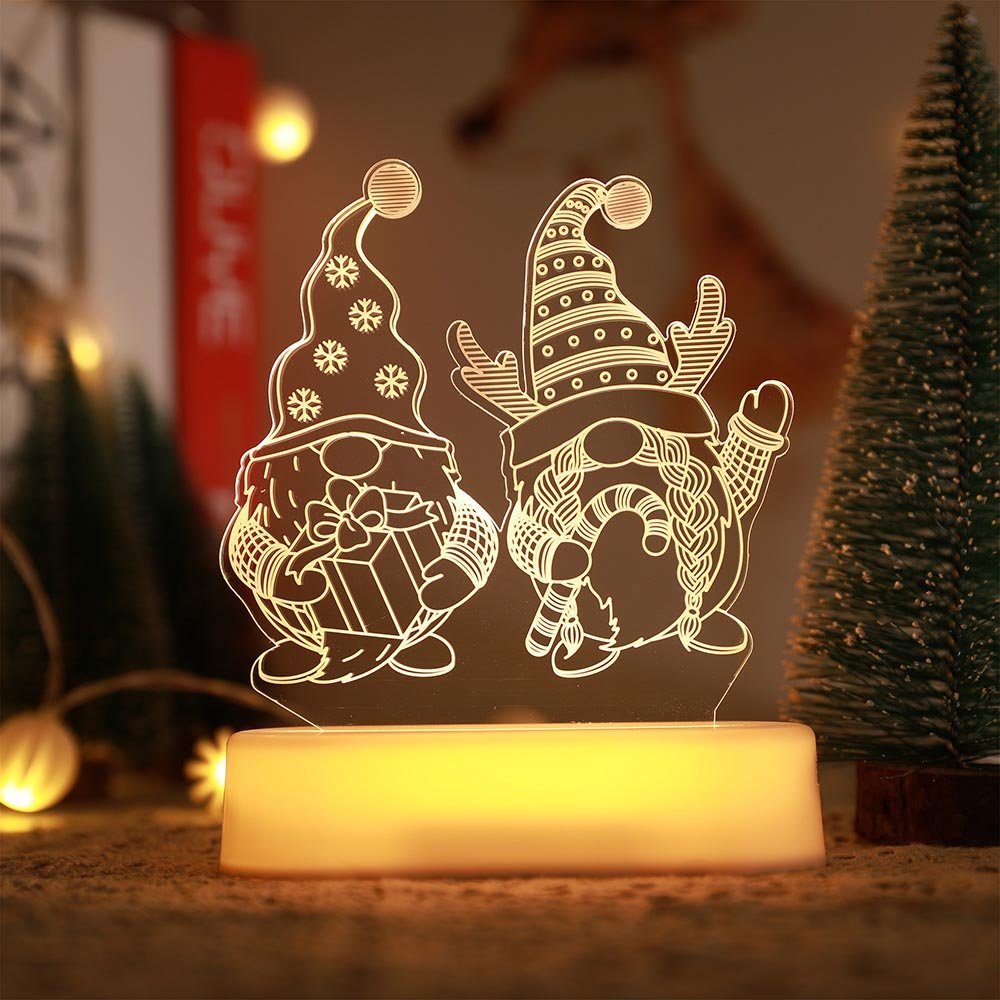 Sunicol LED Dekolicht Weihnachts 3D Illusion Lampe, Nachttischlampe, Warmweiß, Nachtlicht, Batterie und USB, für Partylamp Weihnachtsdeko, Kinder Geschenk