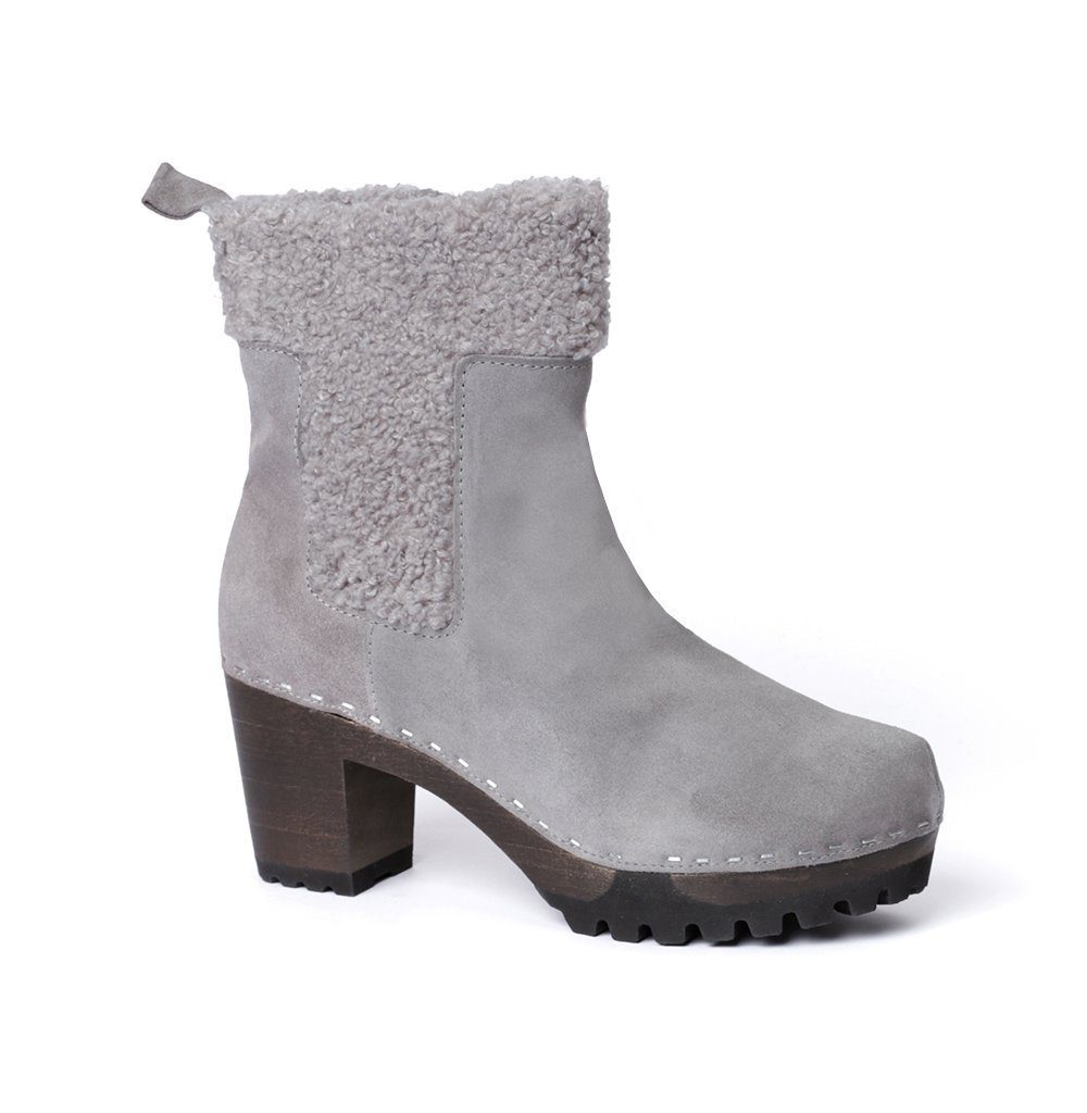 Softclox OMBRA Kaschmir/WF grau (dunkel), Winter, Holz, Clogs, Damen, bequem Stiefelette