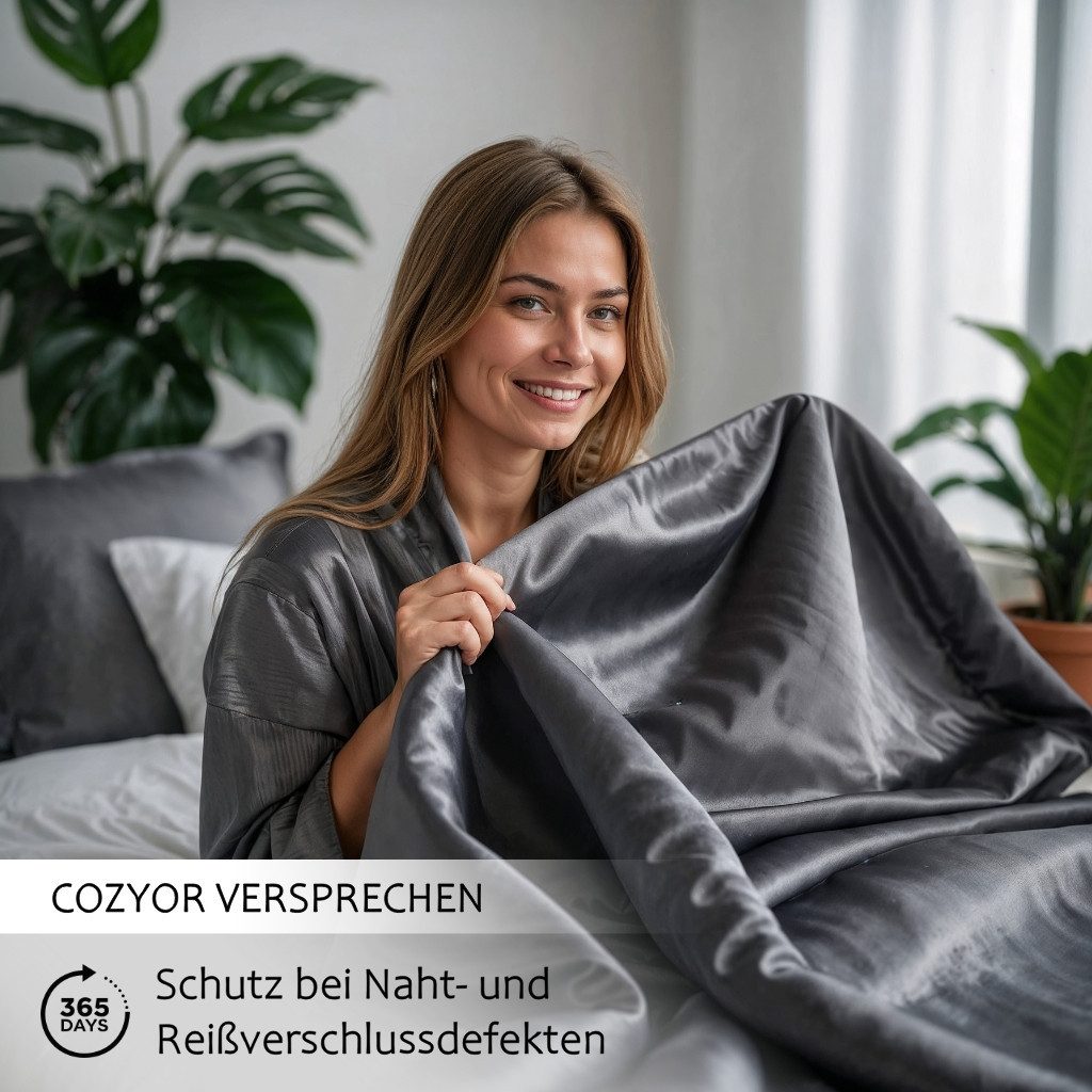Cozyor Wendebettwäsche Satin glänzend matt 135x200, 155x200, 155x220, 200x200 cm extra weich, Satin & Mikrofaser, 2 teilig, Edel und hochwertig – Bild 2 von 5