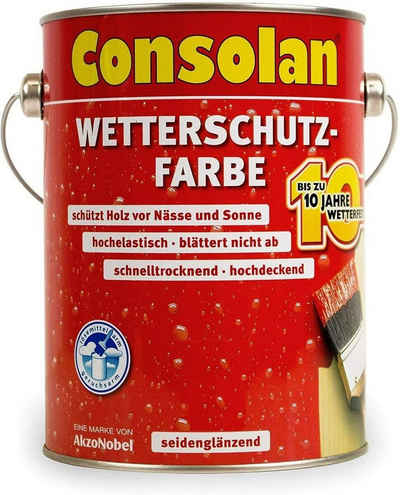 Consolan  Wetterschutzfarbe Weiss / 00820, Wetterfest, Wasserabweisend, Farbtonbeständig