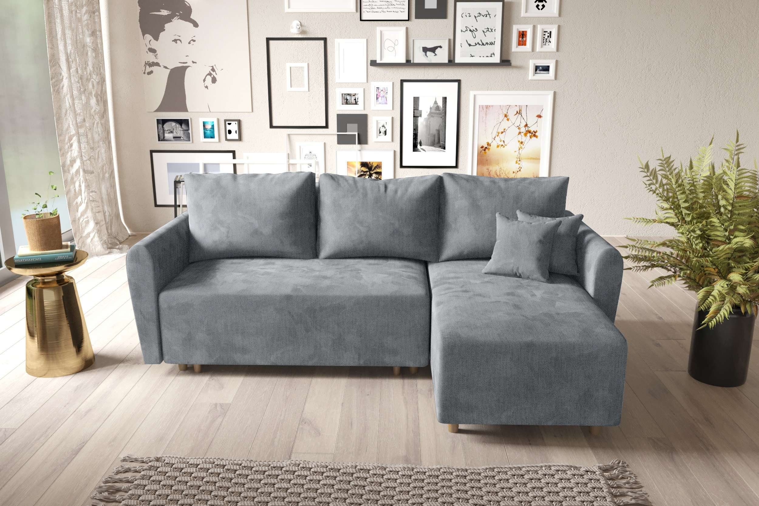 99rooms Ecksofa Bonna, L-Form, Eckcouch, mit Bettfunktion, Bettkasten, Ottomane links oder rechts bestellbar